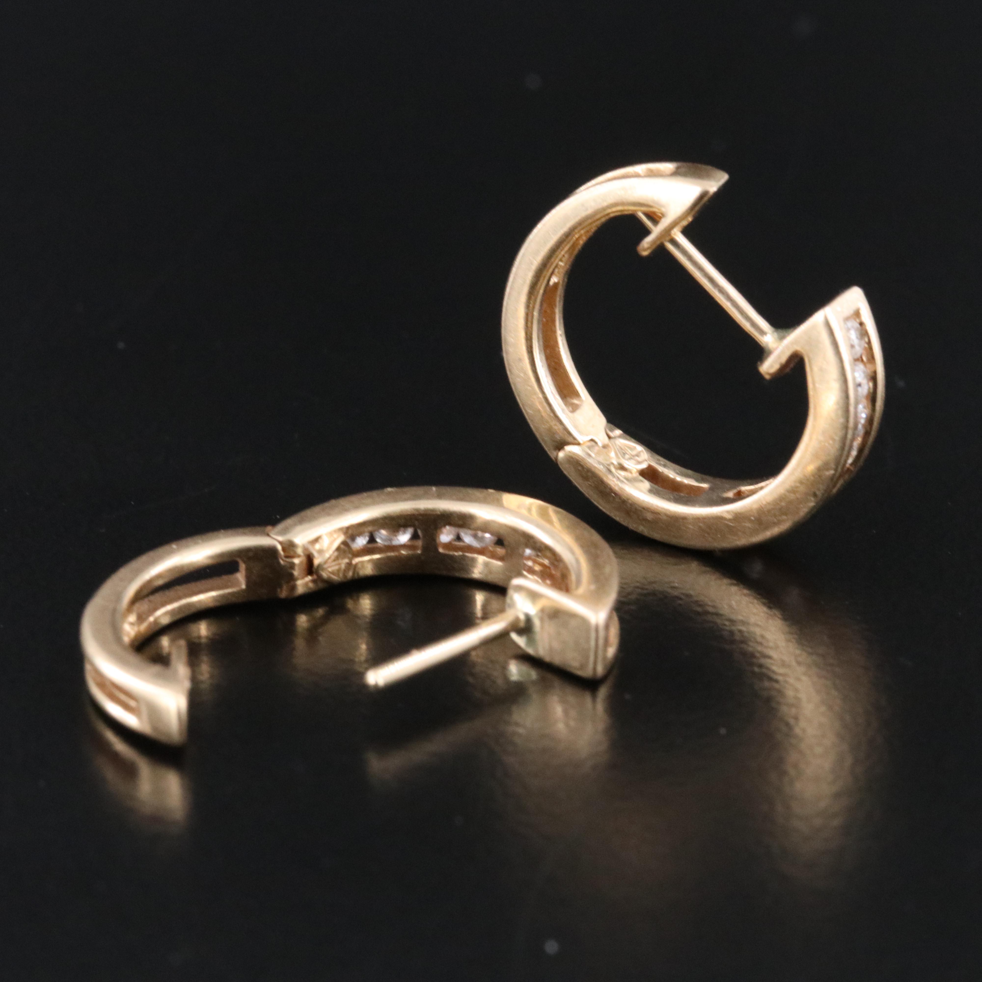 14K 0.35 CTW Diamond Inlay Hoop Earrings