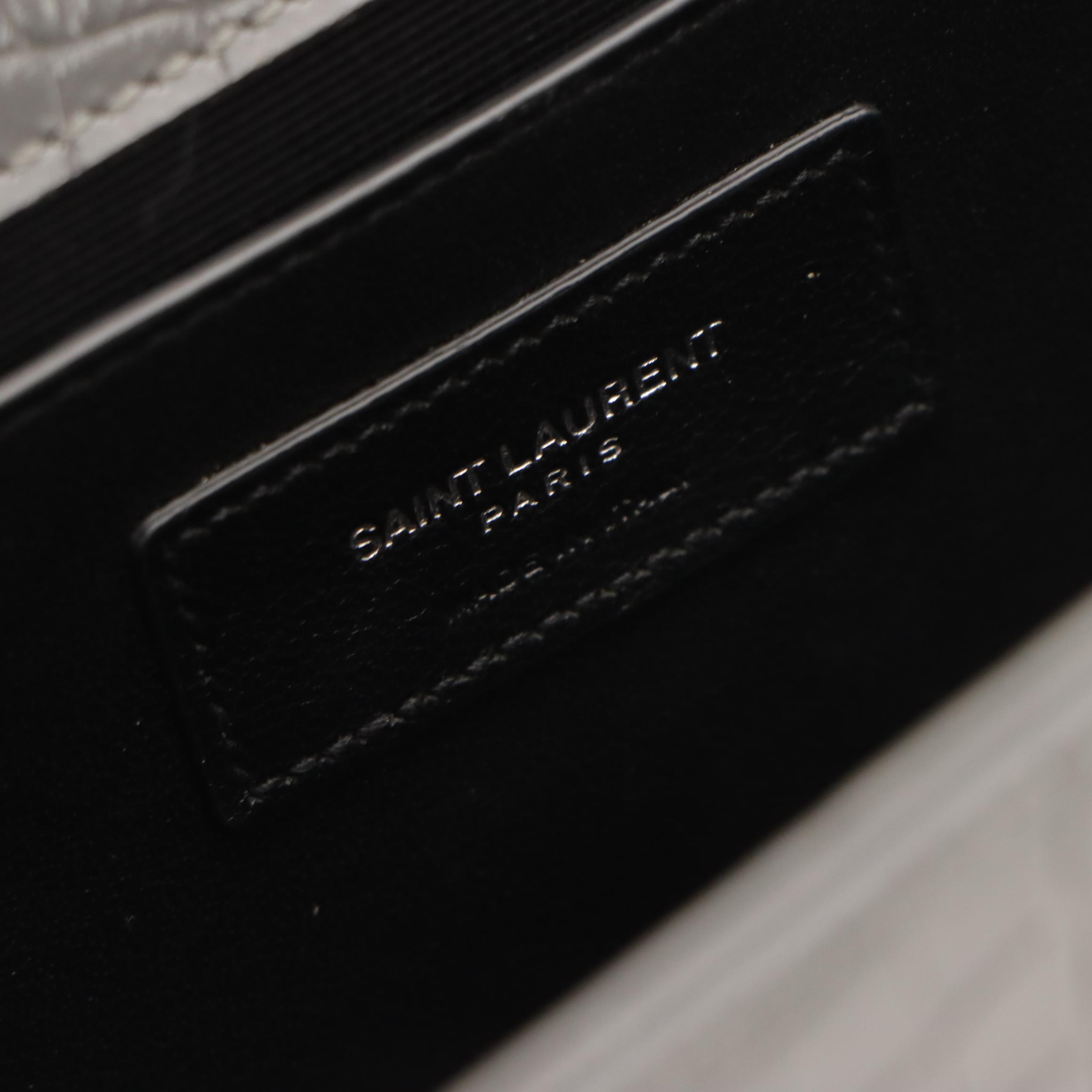 Saint Laurent Grey Croc-Embossed Leather Medium Classic YSL Monogram Tassel Bag