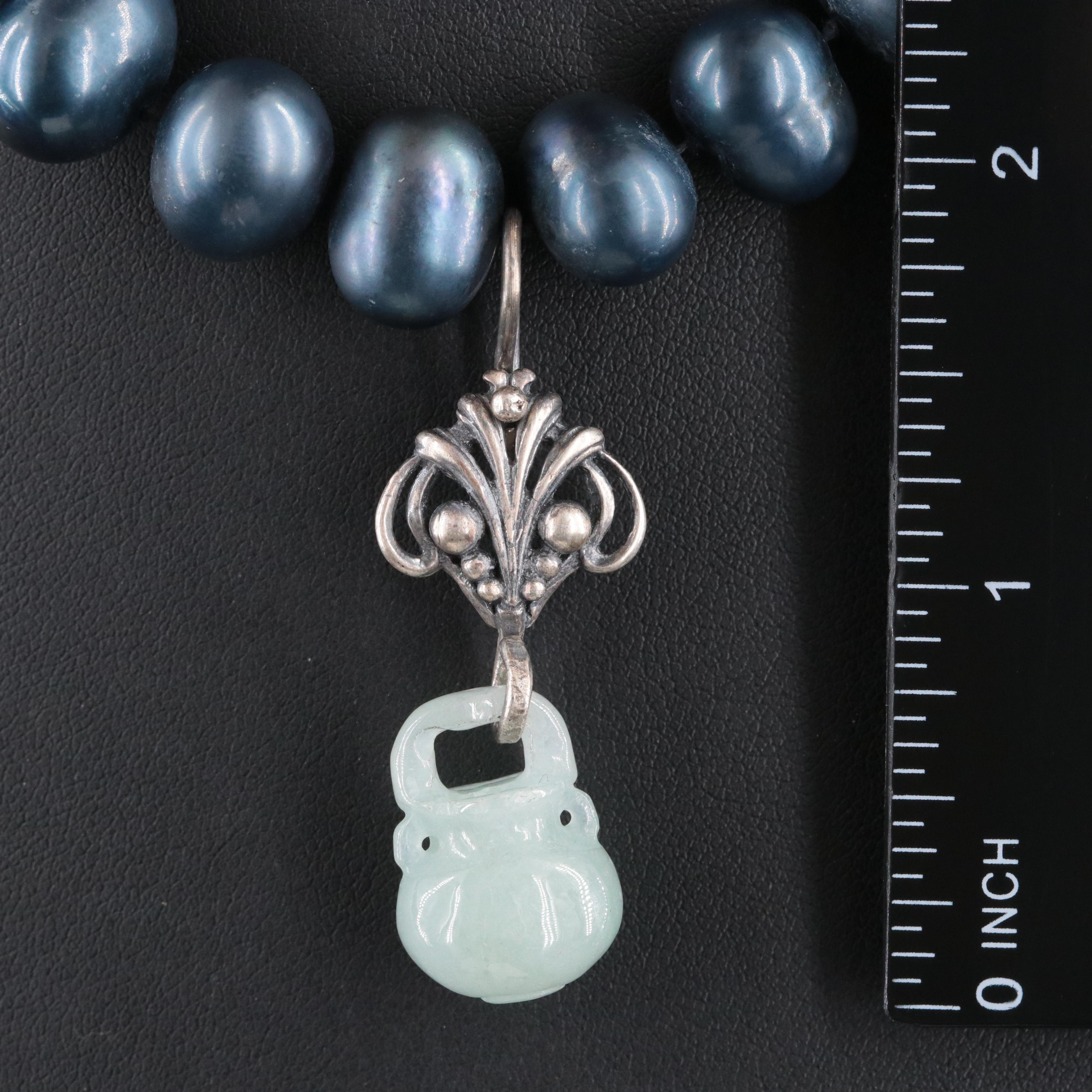 950 Silver Pearl Necklace with Enhancer Pendants