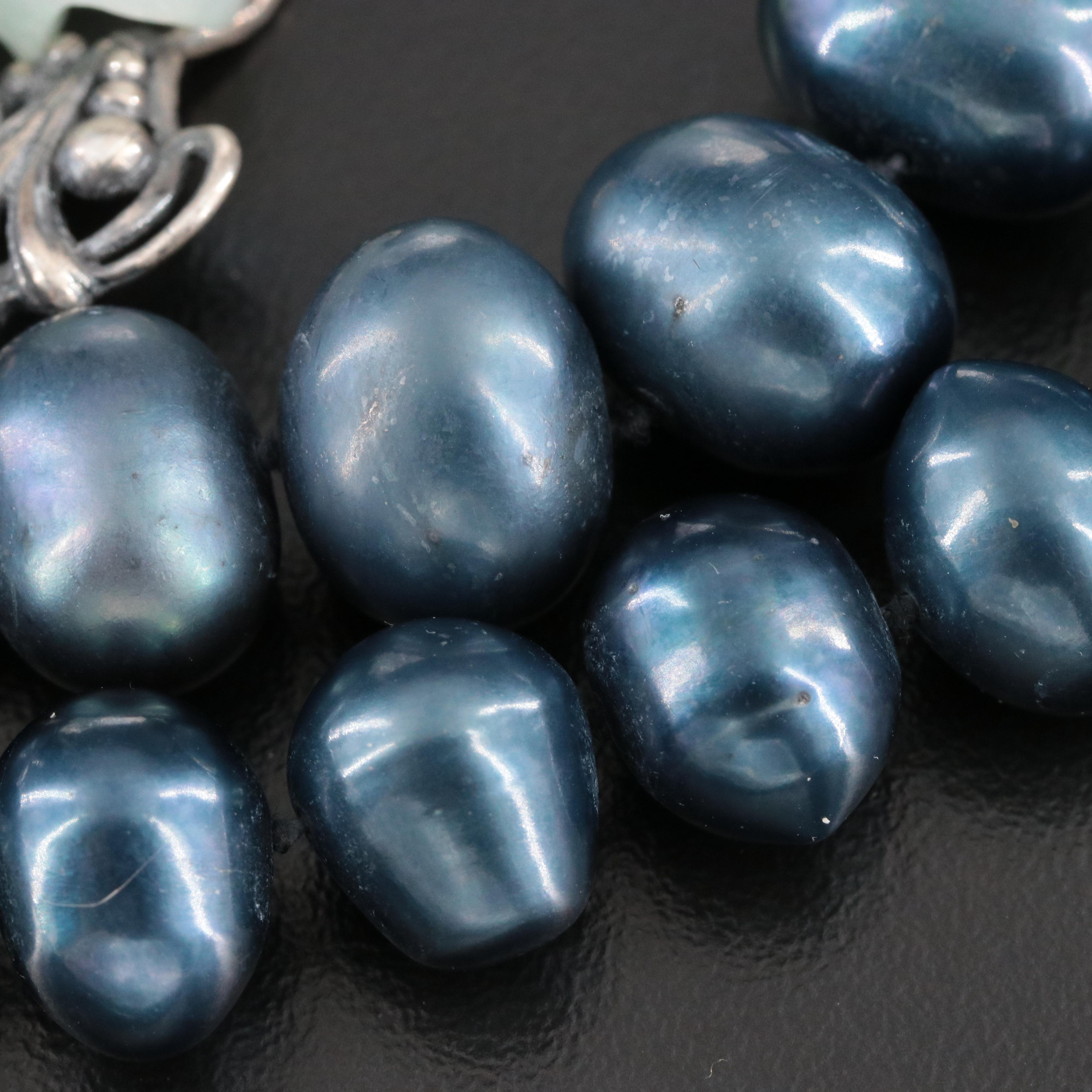 950 Silver Pearl Necklace with Enhancer Pendants