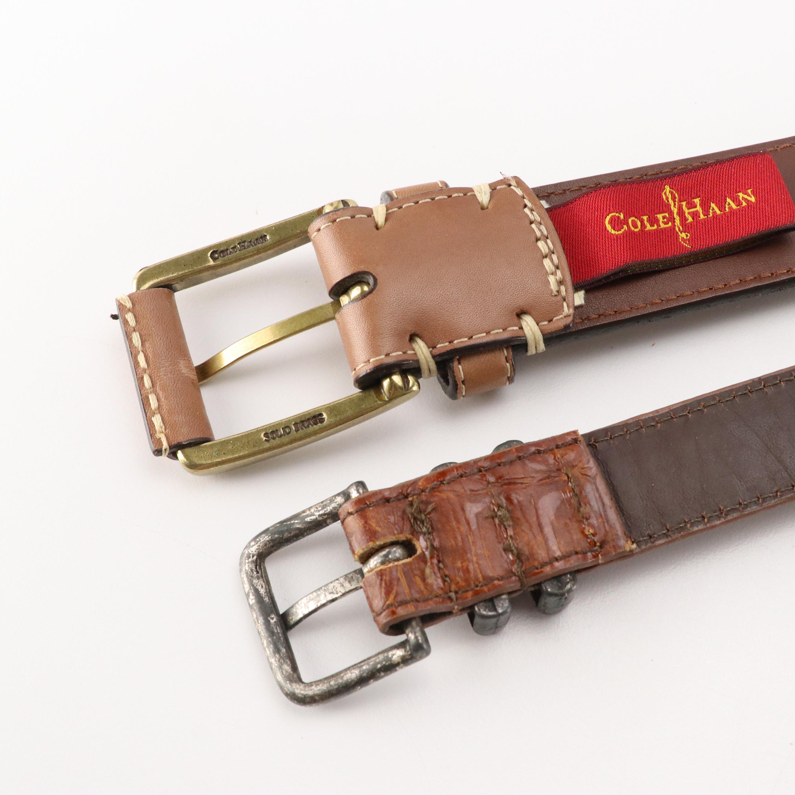 Assorted Brown Leather Belts from Cole Haan, Oleg Cassini and More