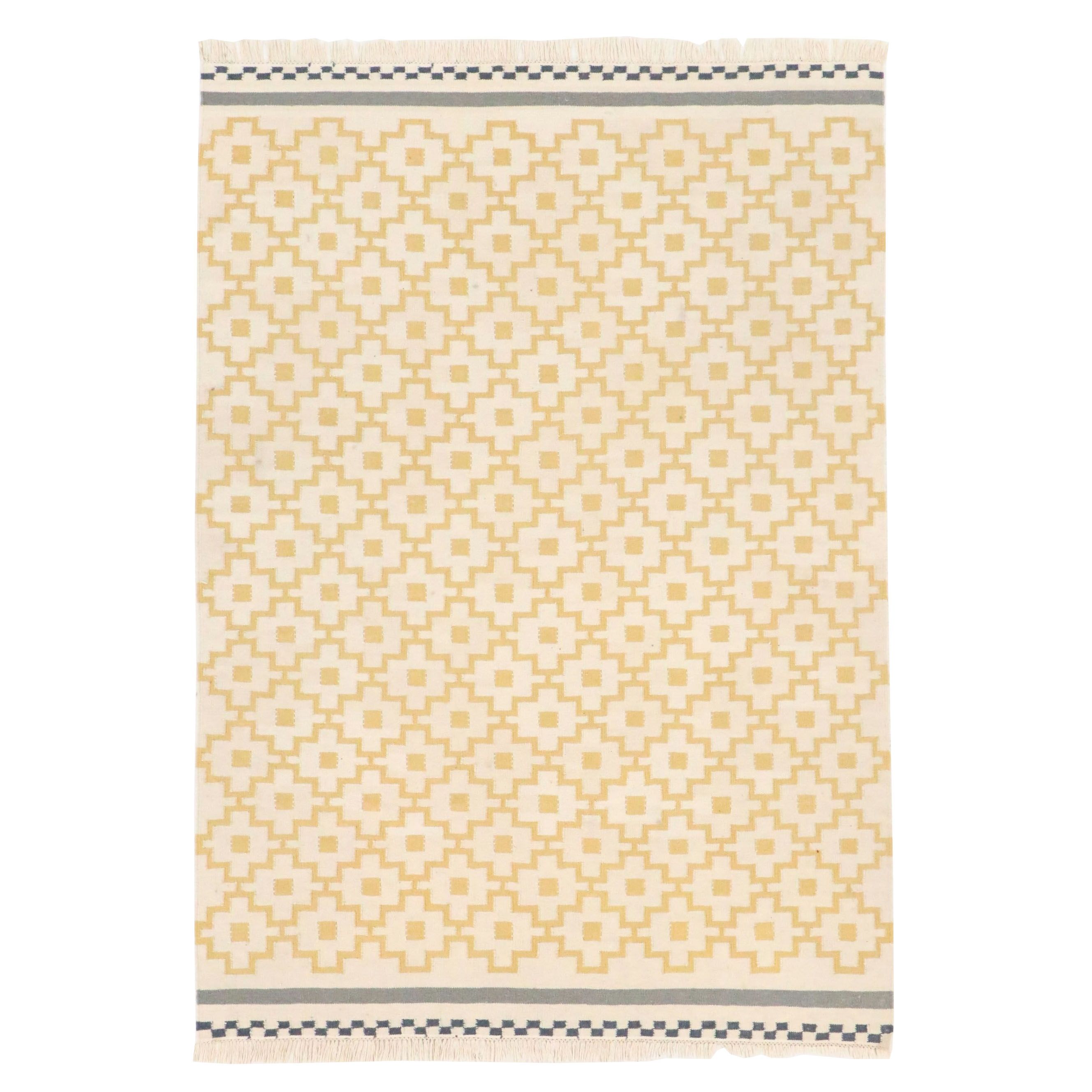 5'8 x 8'2 Handwoven Indian Dhurrie Contemporary Area Rug