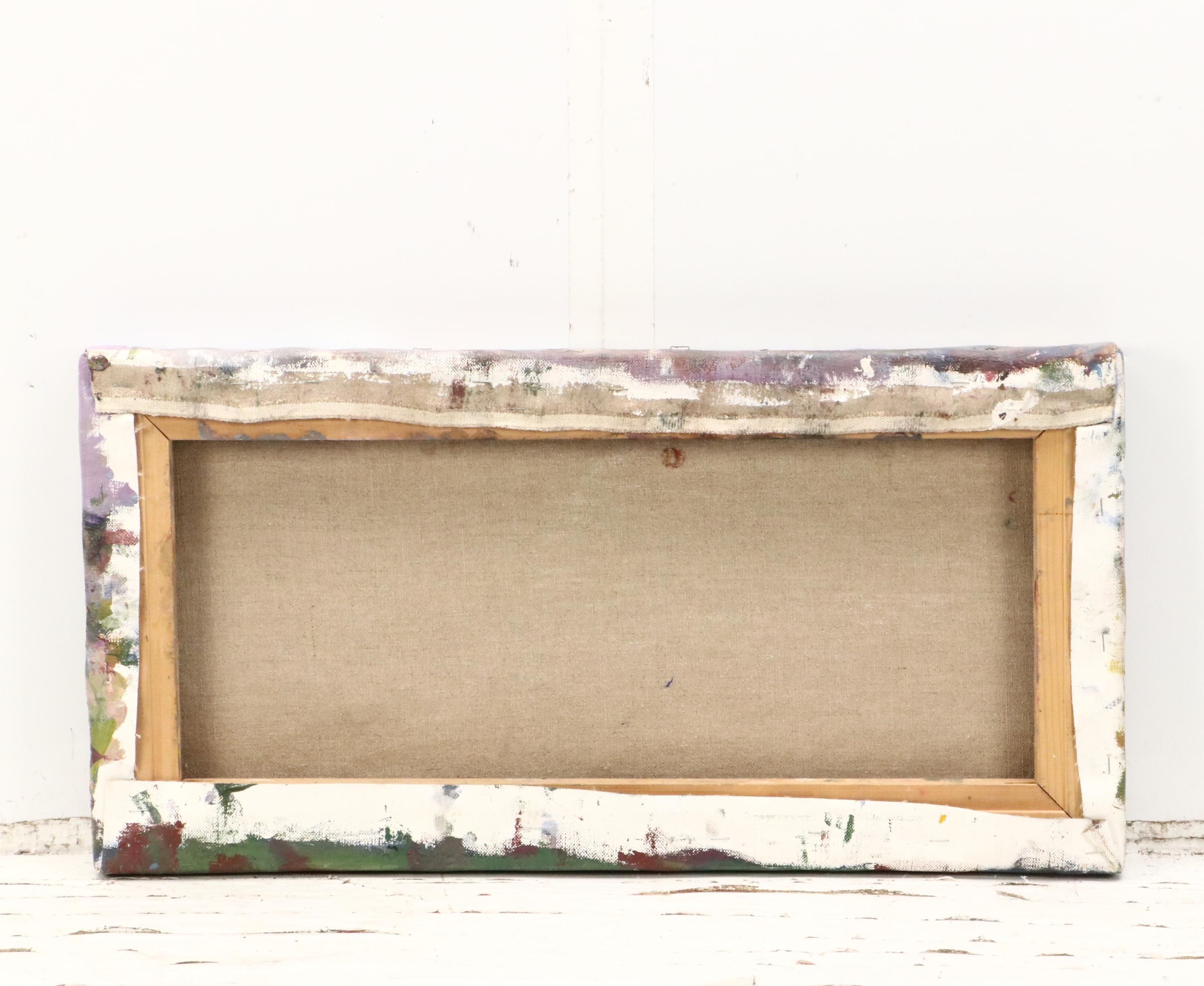 Impasto Acrylic Painting of Tree-Lined Hillside