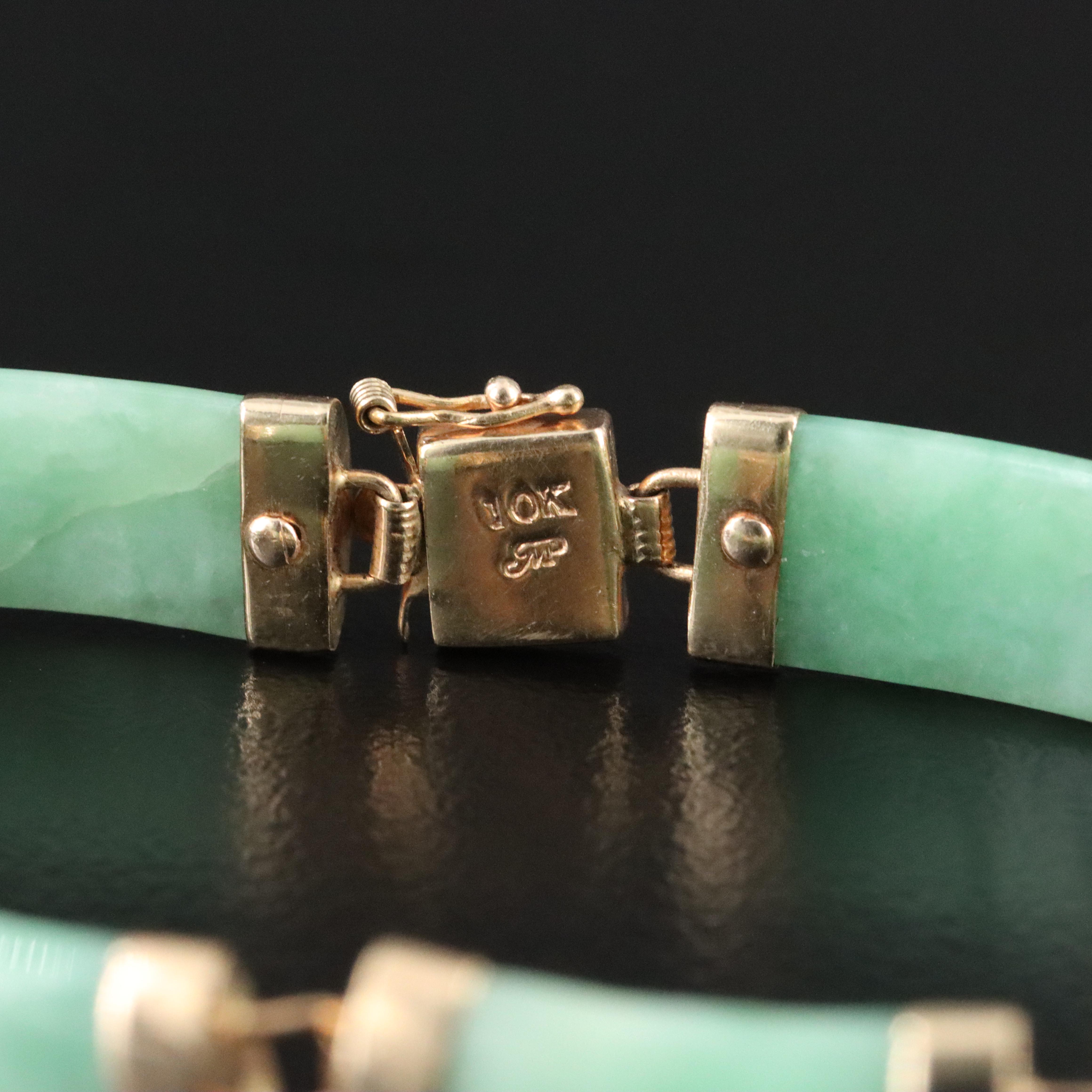 Chinese 14K Jadeite "Good Fortune" Bracelet