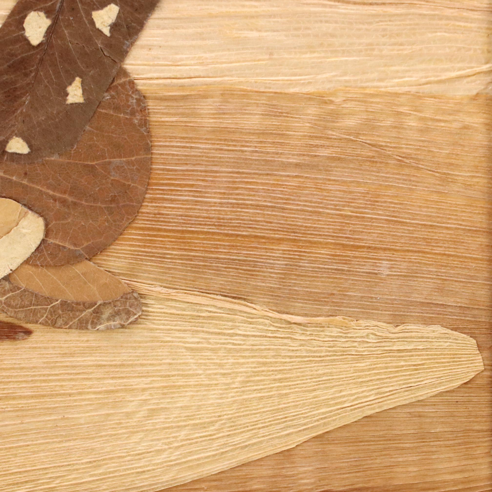 Collage with Dried Leaves of Native American with Bow