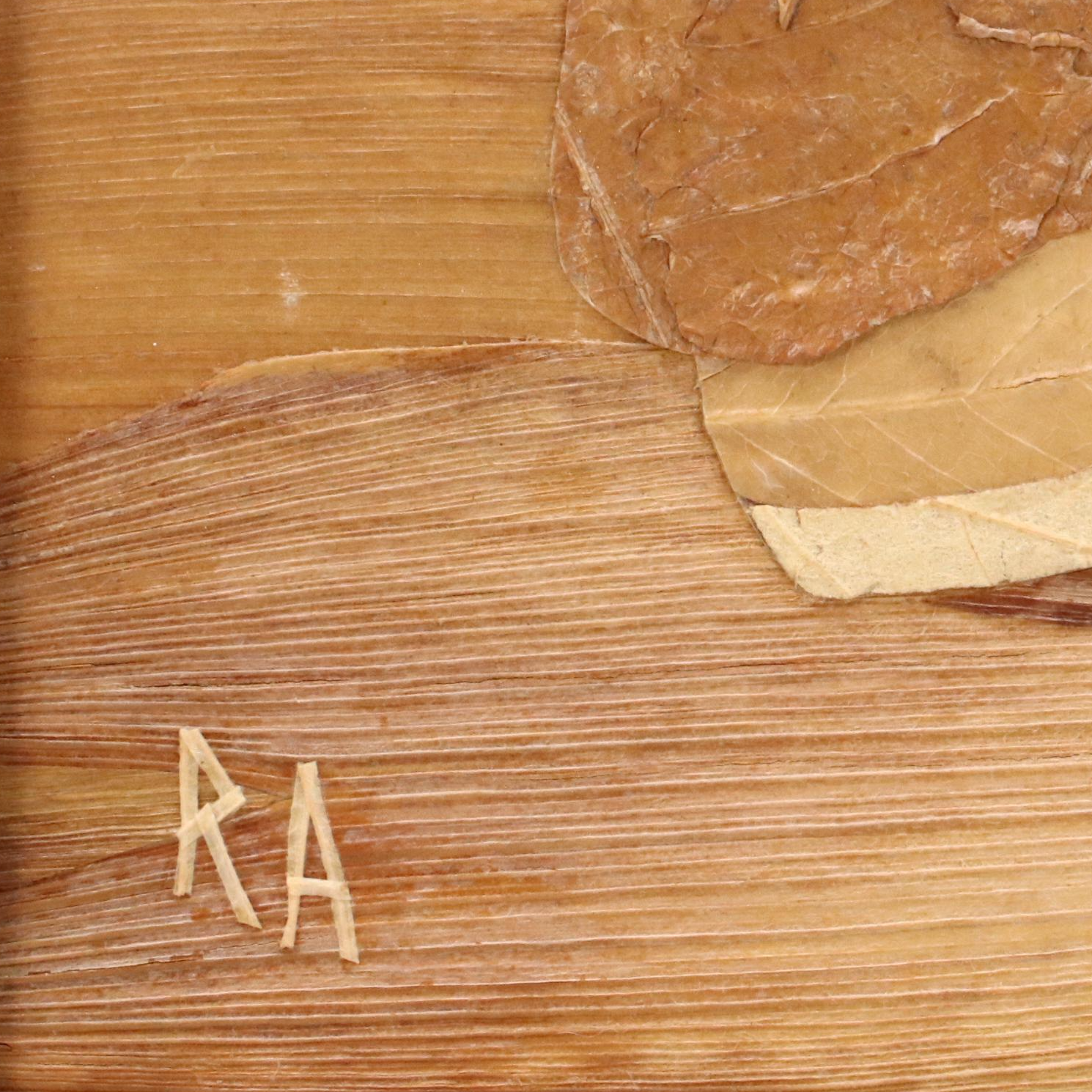 Collage with Dried Leaves of Native American with Bow