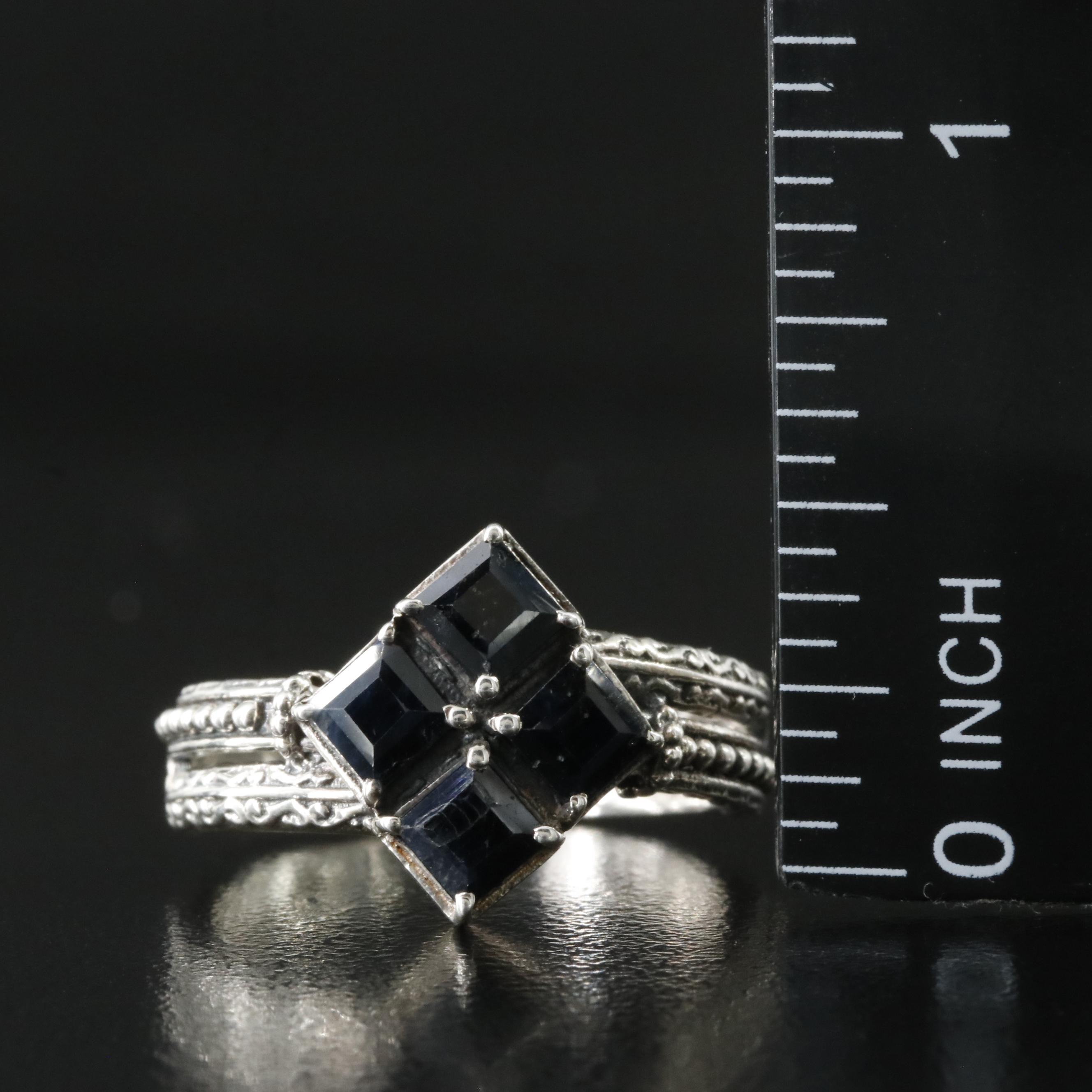 Sterling Gemstone Rings Including Garnet and Sapphire