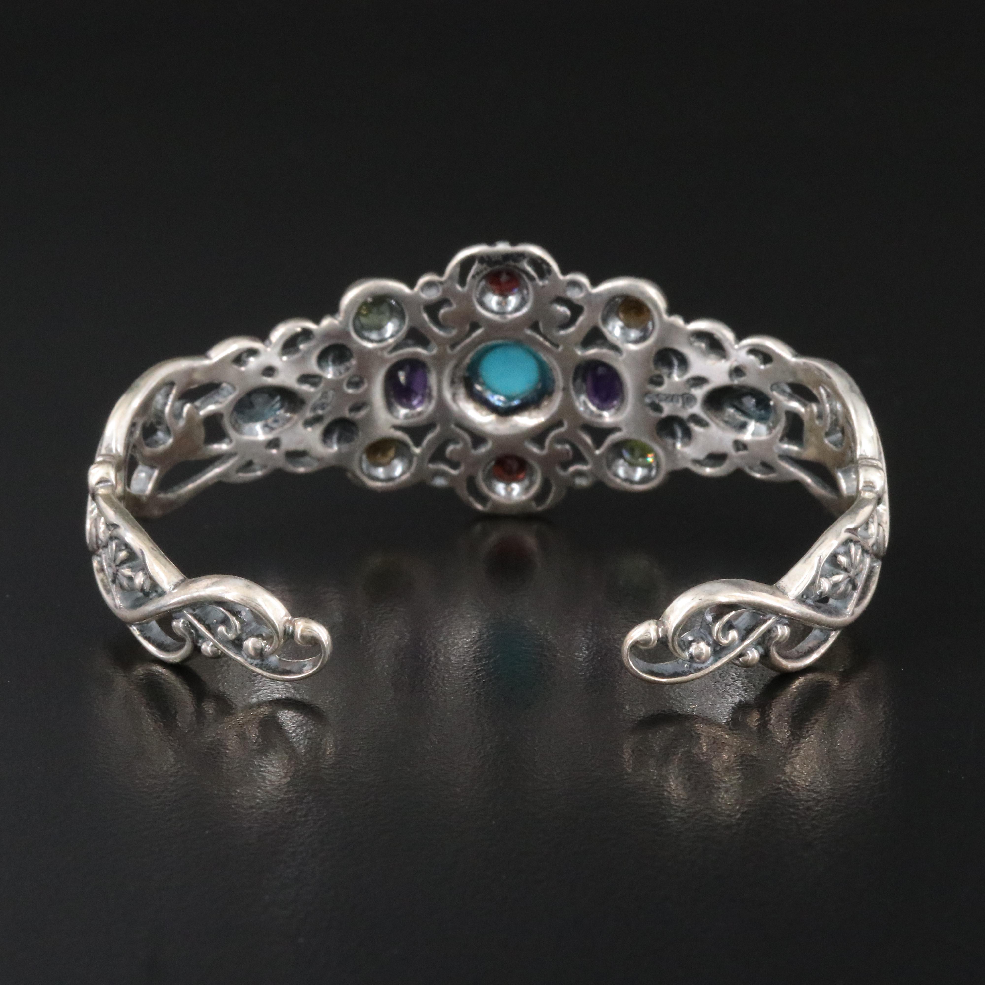 Carolyn Pollack for Relios Sterling Turquoise and Gemstone Cuff Bracelet