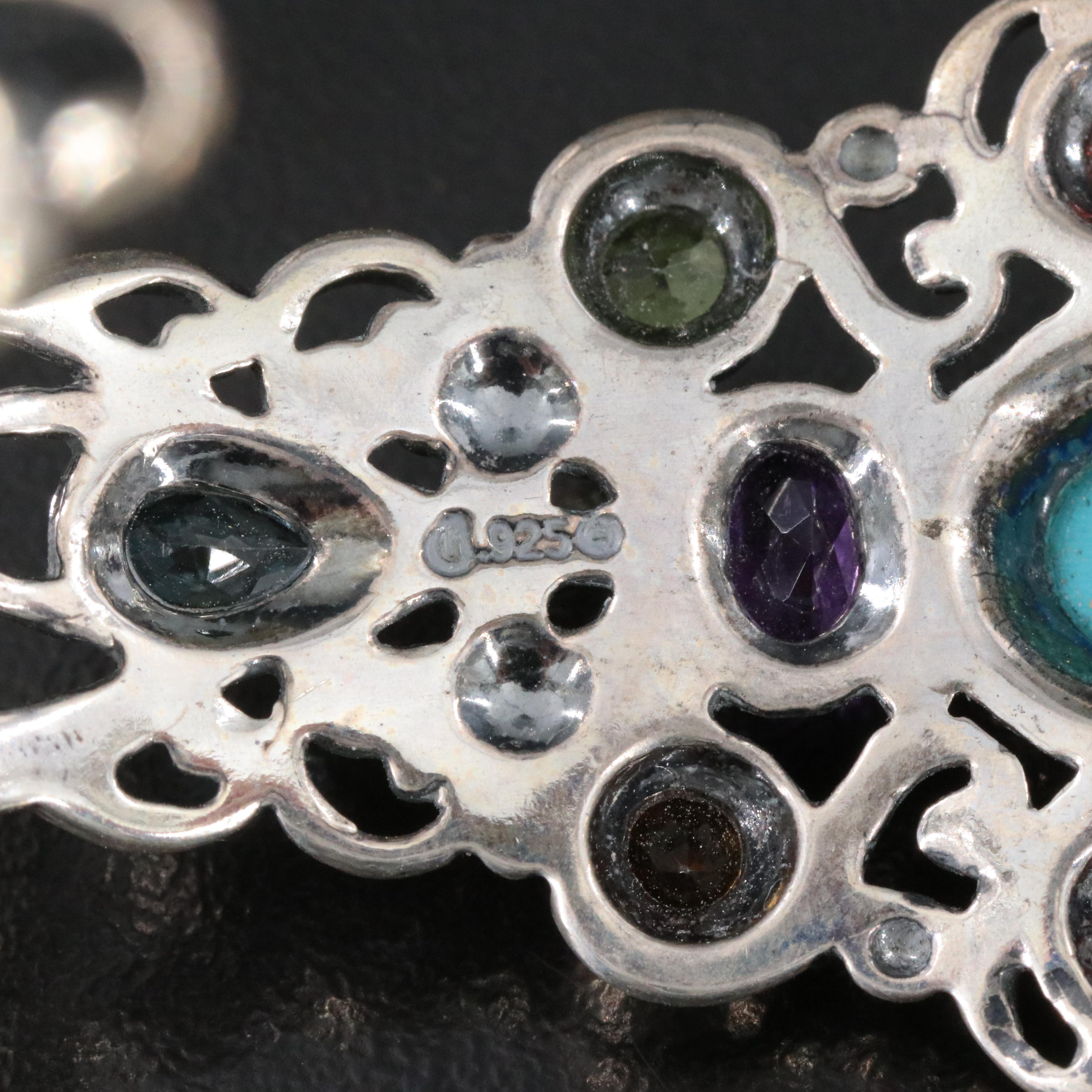 Carolyn Pollack for Relios Sterling Turquoise and Gemstone Cuff Bracelet