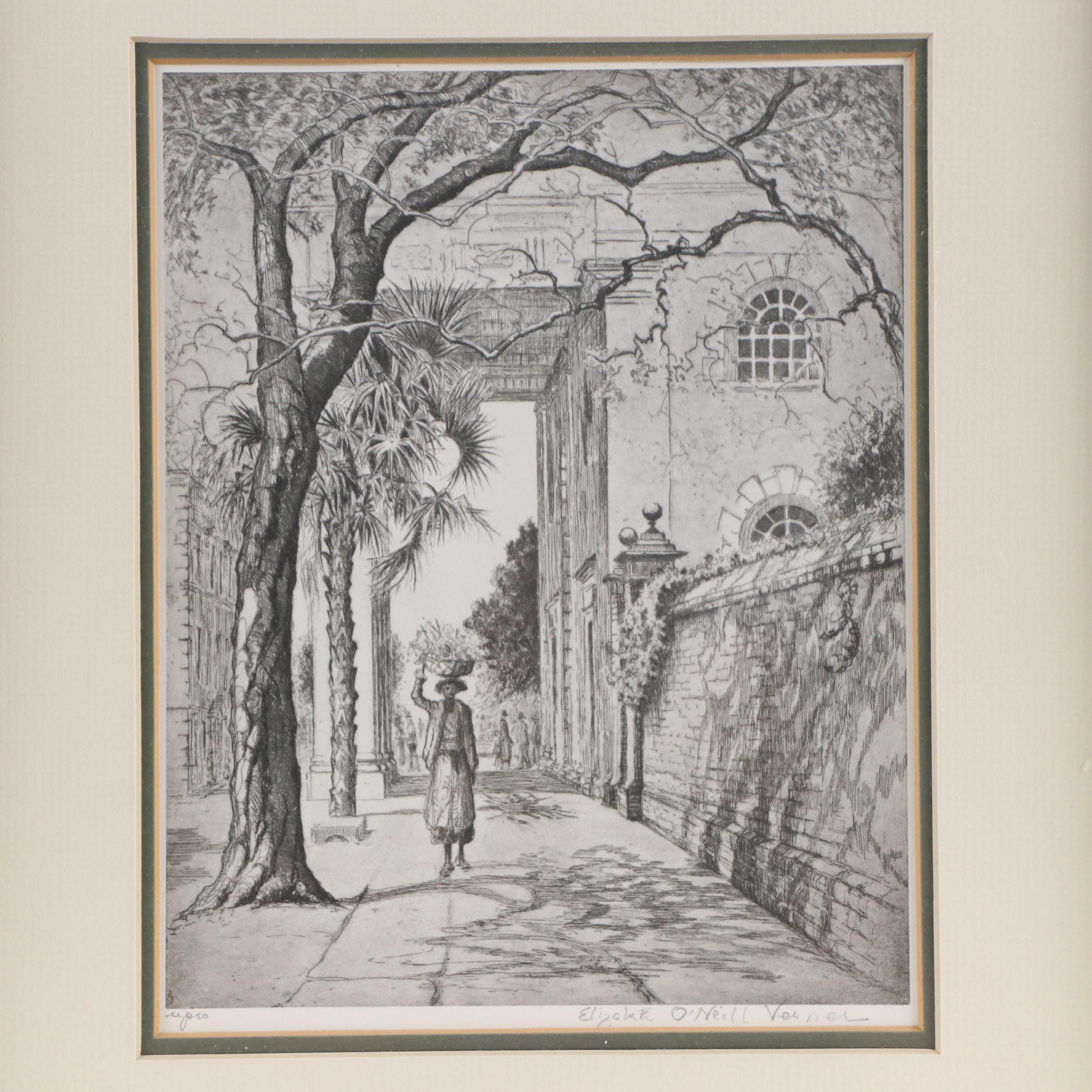 Elizabeth O'Neill Verner Lithograph "In the Shadow of St. Michaels," 20th C.