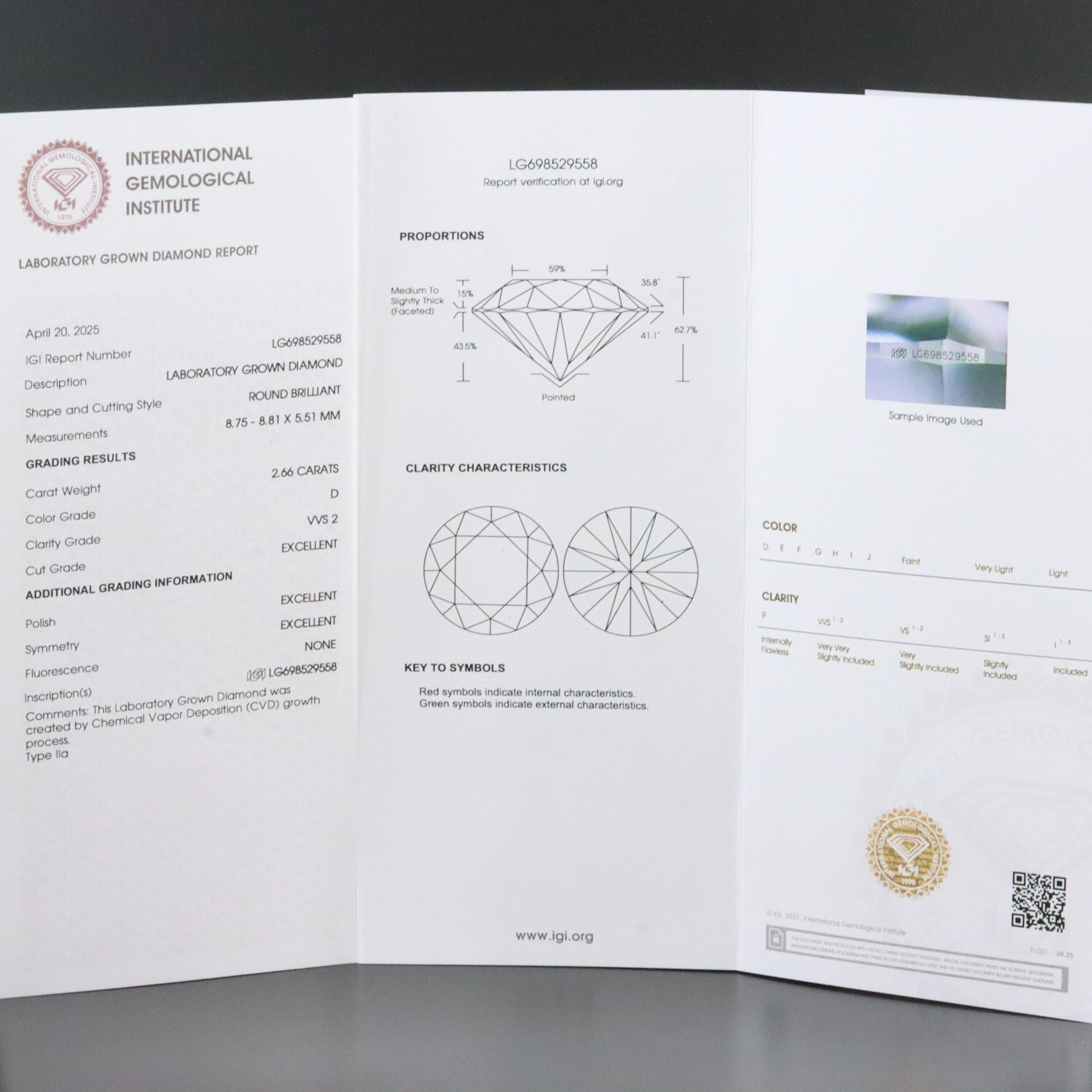 Platinum 5.33 CTW Lab Grown Diamond Solitaire Earrings with IGI Reports