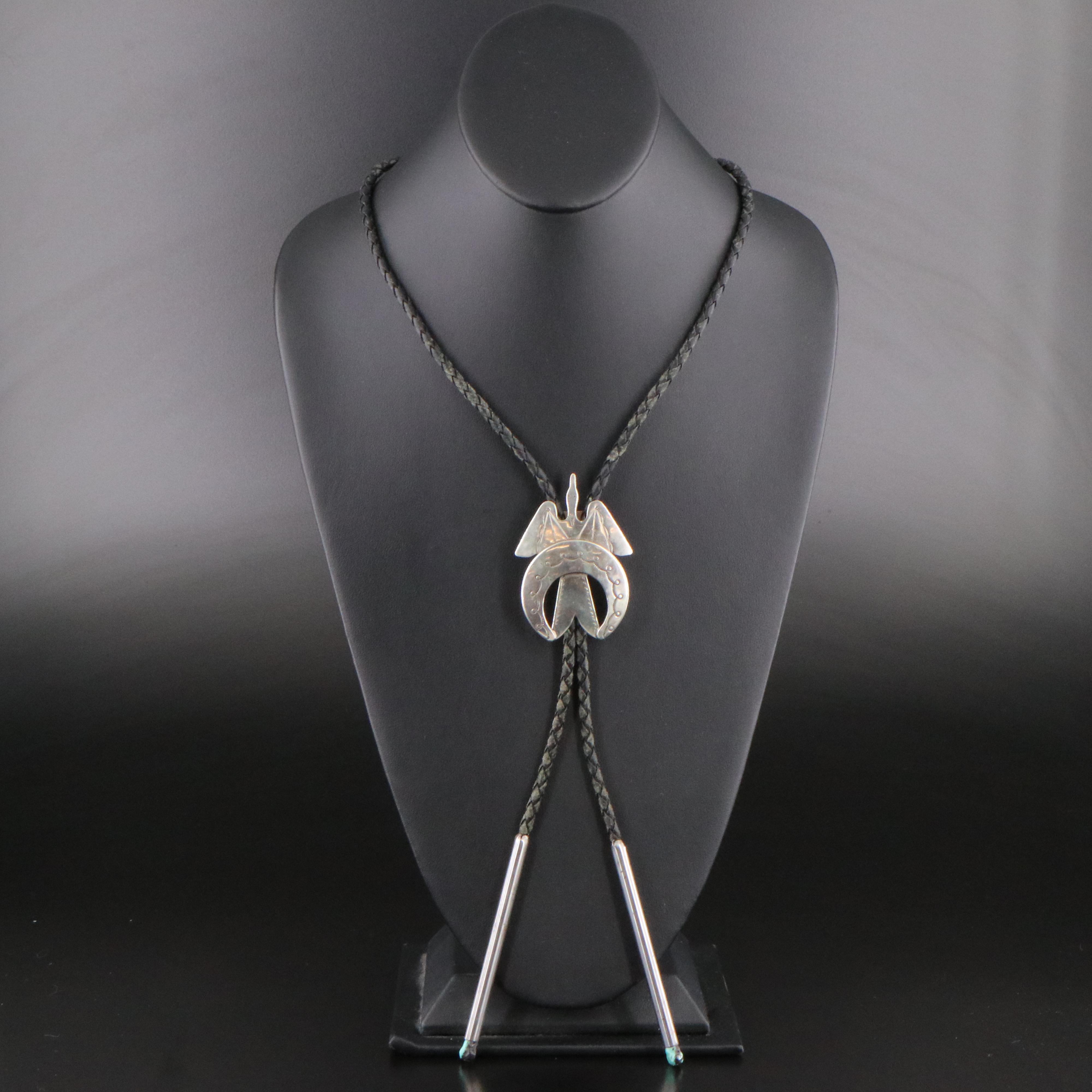 Western Turquoise Peyote Bird Bolo Tie