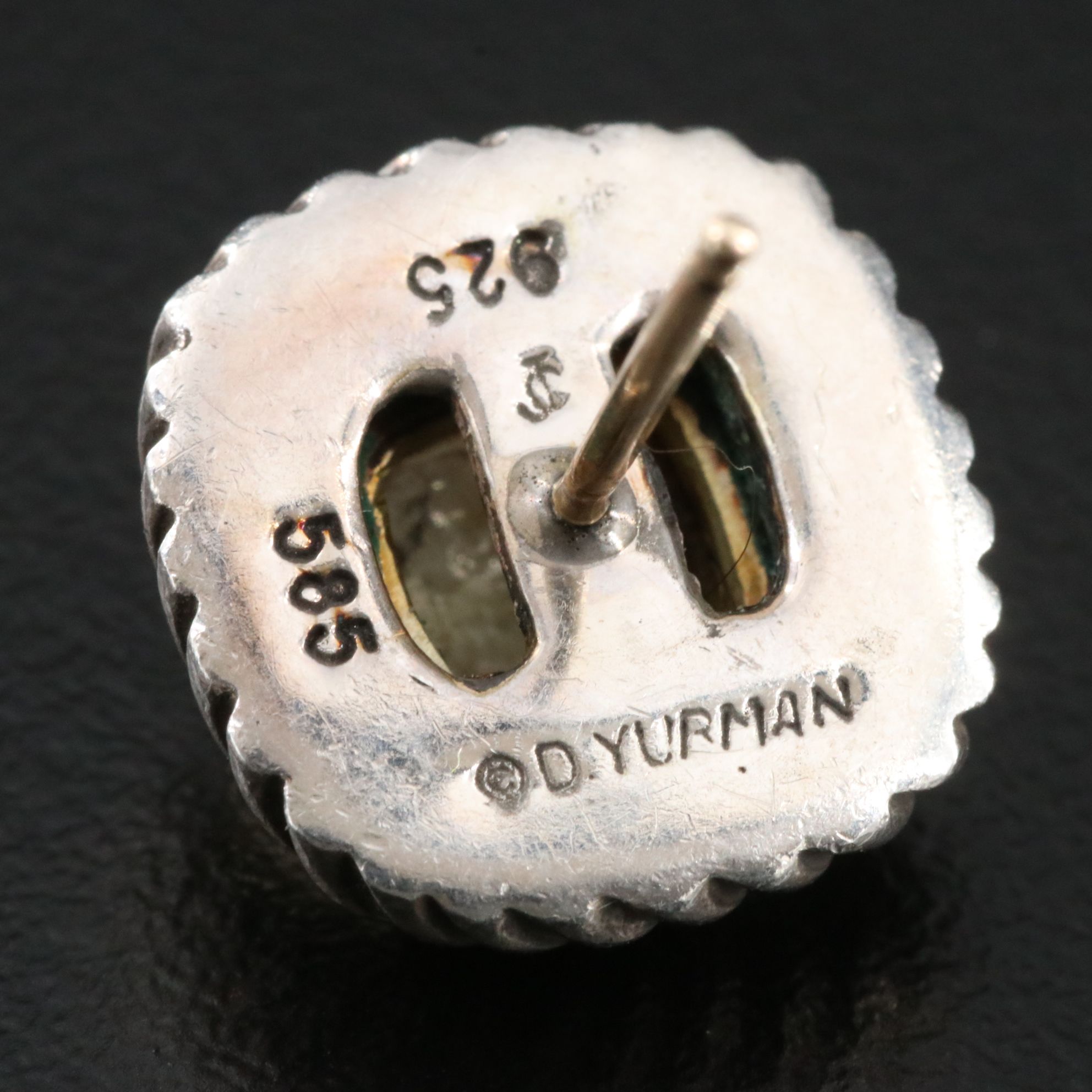 David Yurman Albion Sterling and 14K Square Earrings