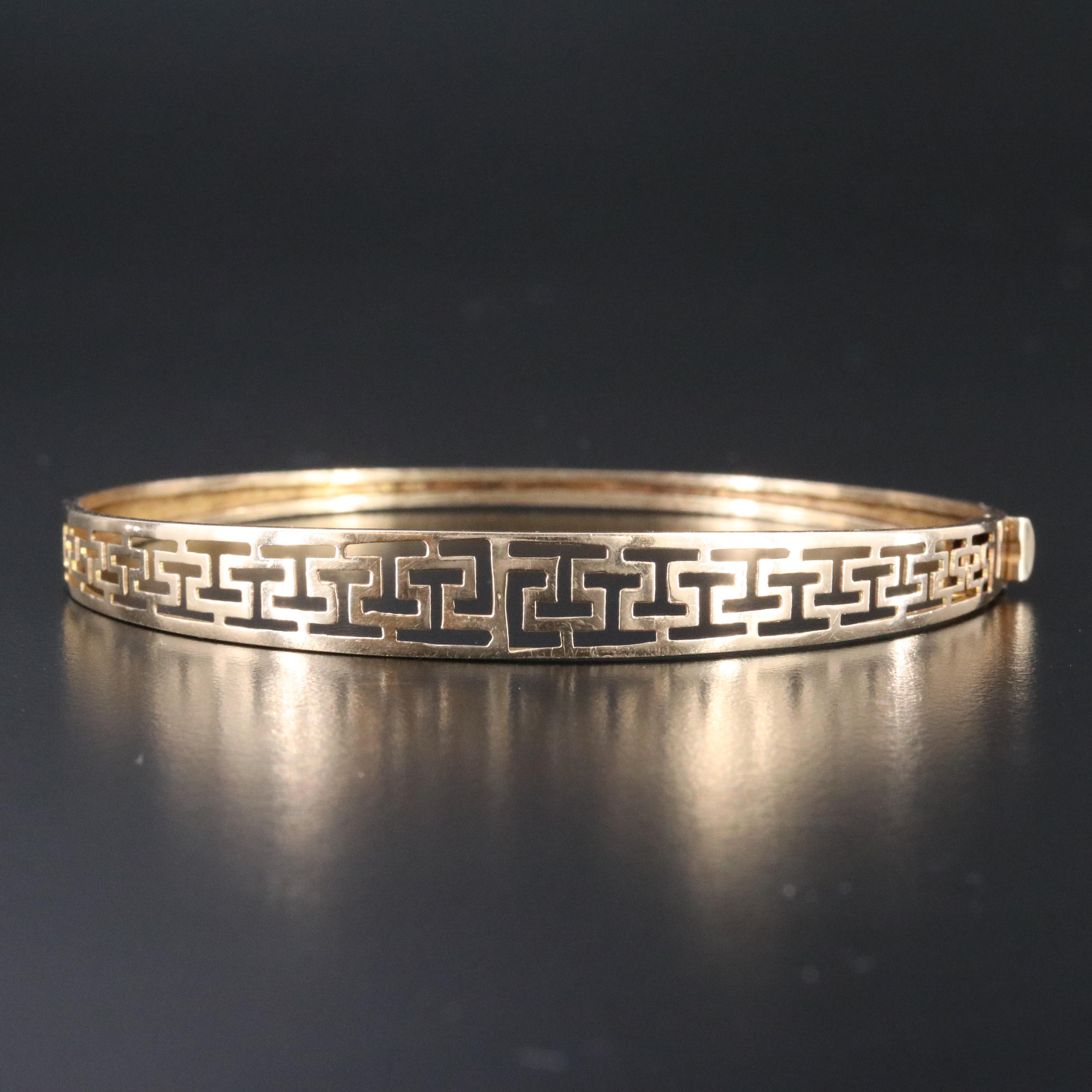 14K Greek Key Flexible Bangle Bracelet