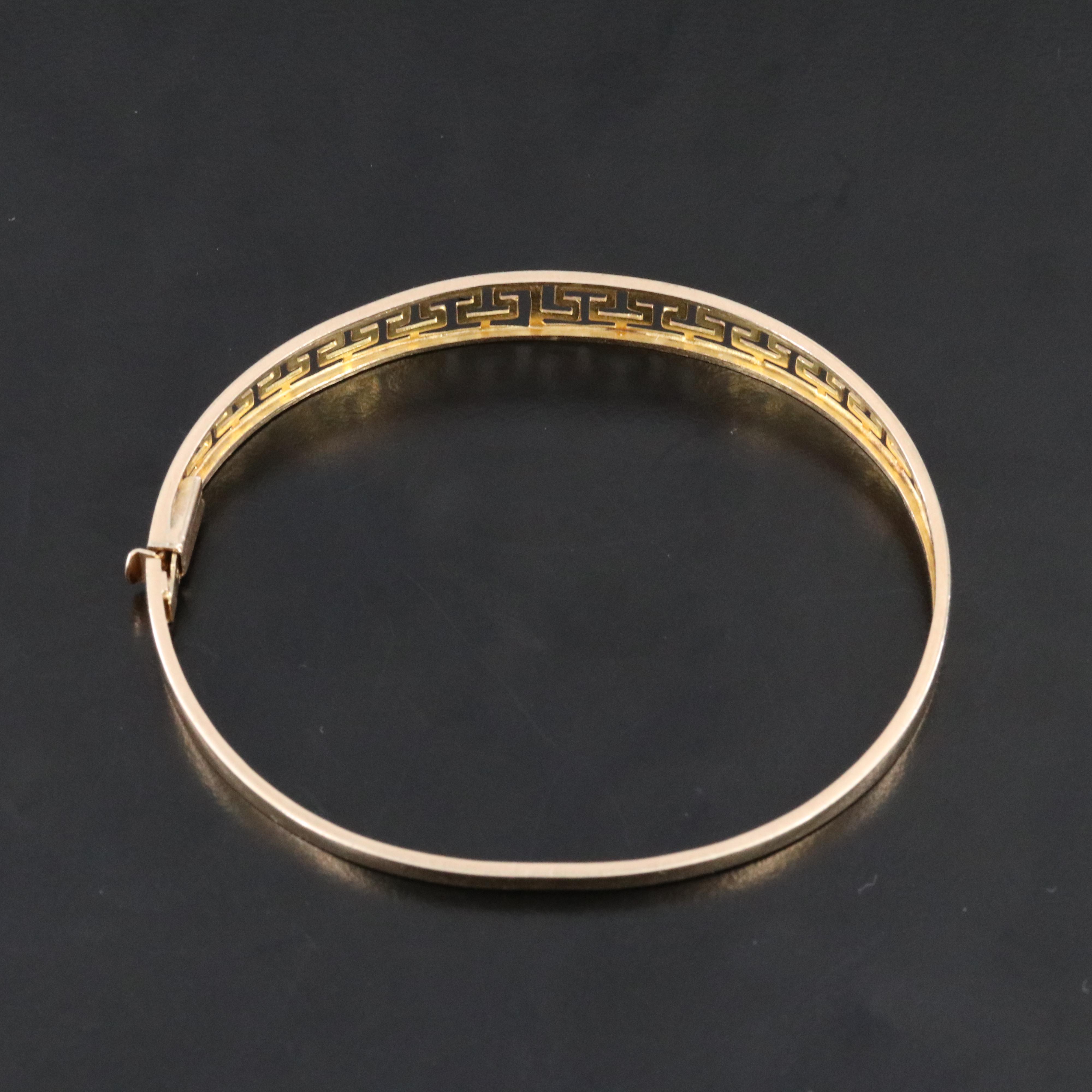 14K Greek Key Flexible Bangle Bracelet