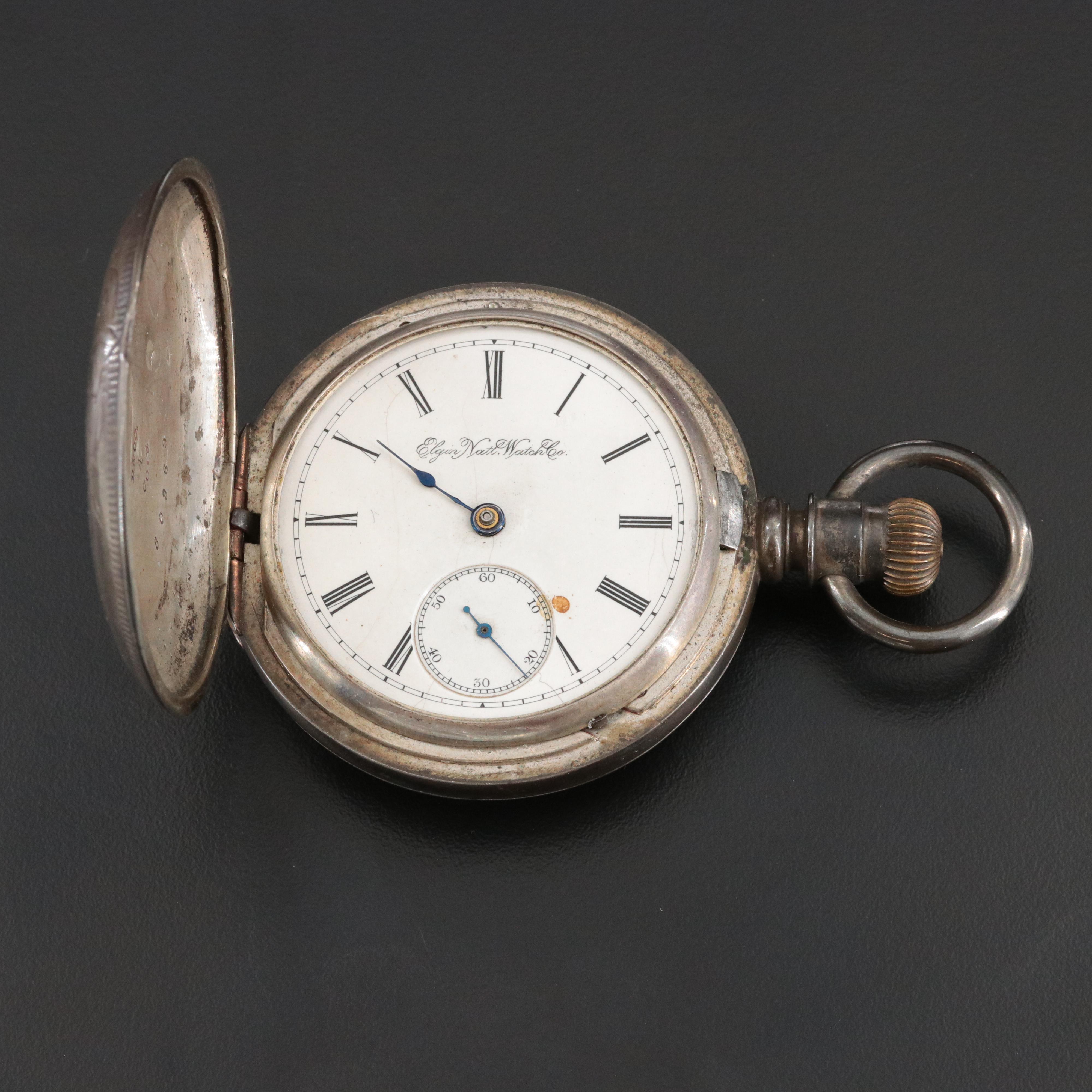 Elgin Coin Silver Hunting Case Pocket Watch