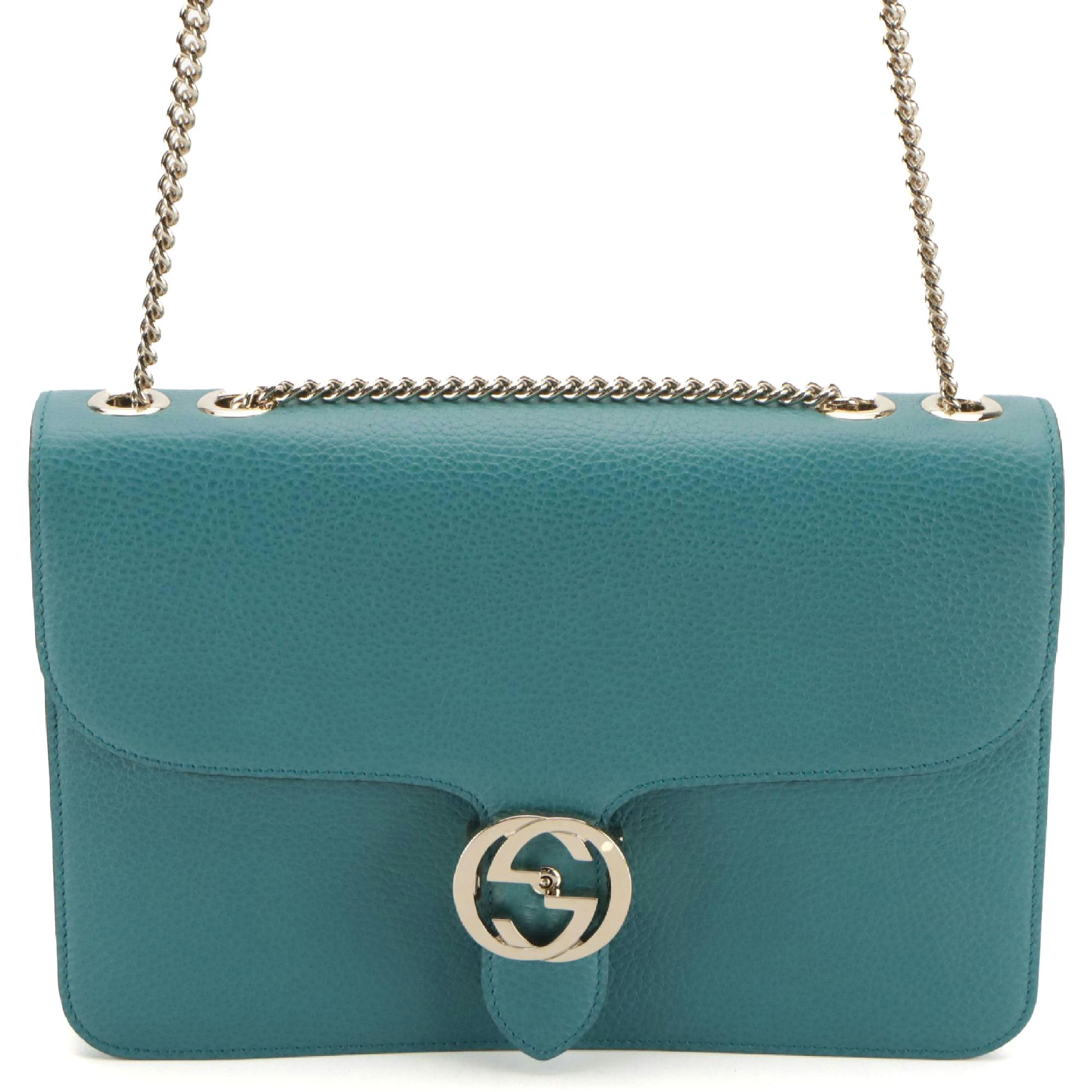 Gucci Calfkin Grain Leather Interlocking G Front-Flap Crossbody Bag