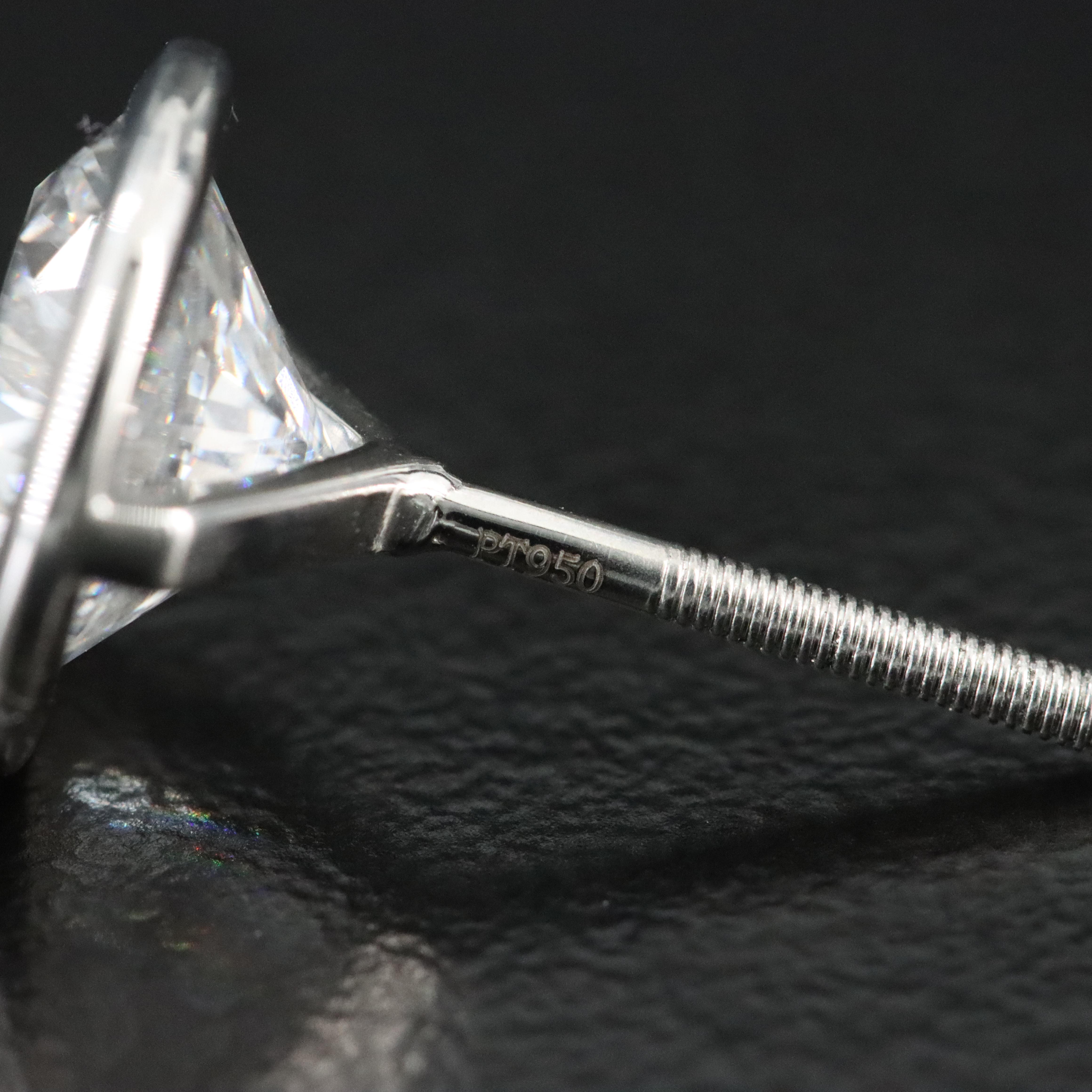 Platinum 5.23 CTW Lab Grown Diamond Solitaire Earrings with IGI Reports