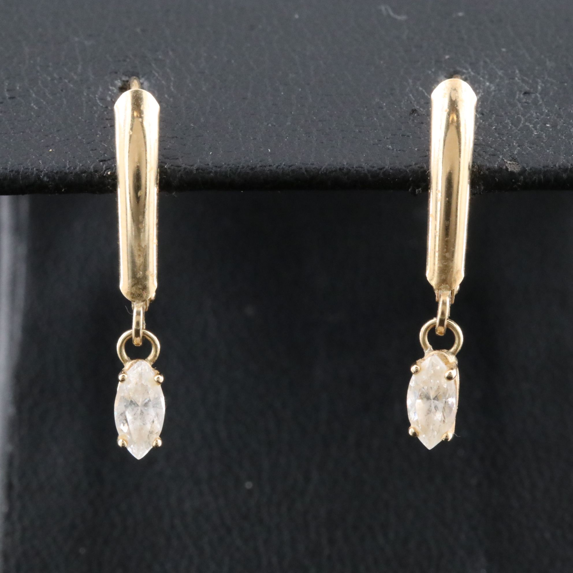 14K CZ Drop Earrrings