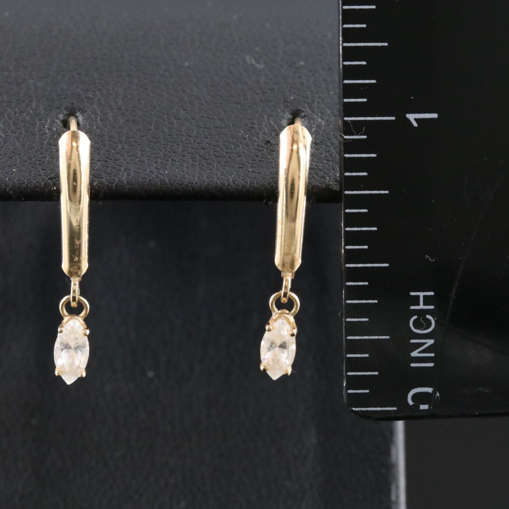 14K CZ Drop Earrrings