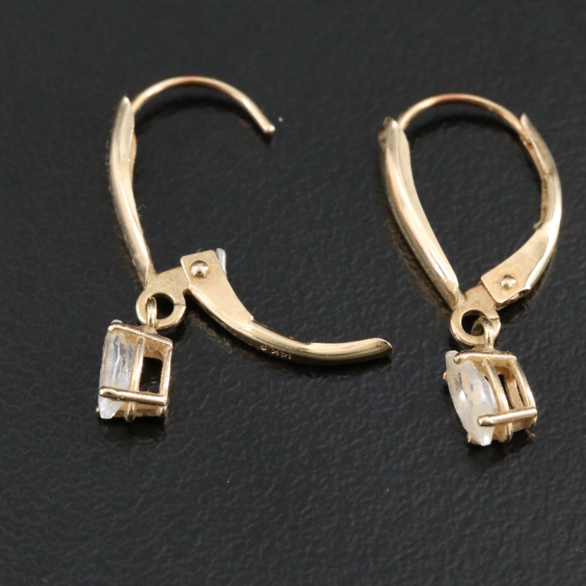 14K CZ Drop Earrrings