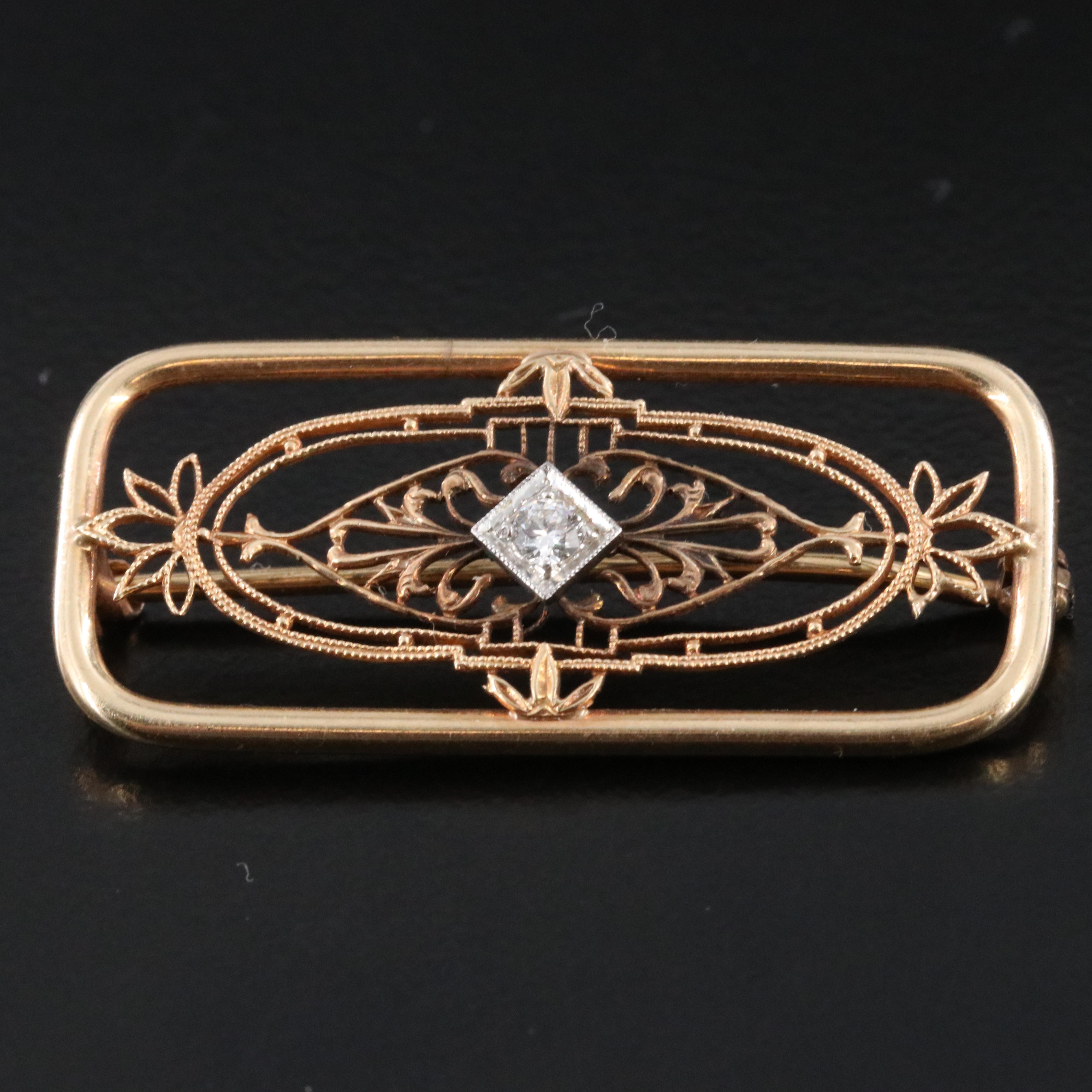 Vintage 14K Diamond and Italian Signed Shell Cameo Converter Brooch