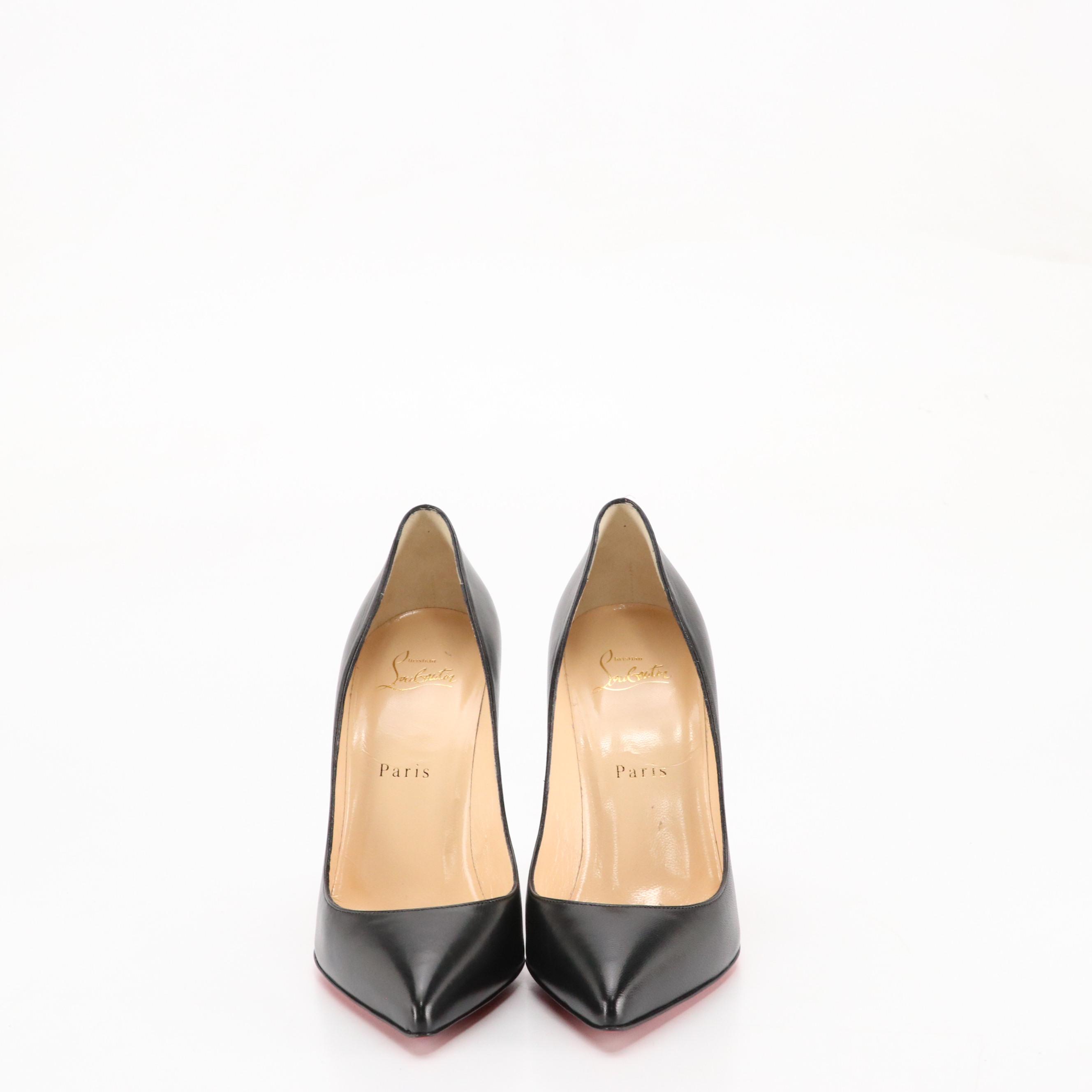 Christian Louboutin Pointed-Toe Pumps in Black Calfskin