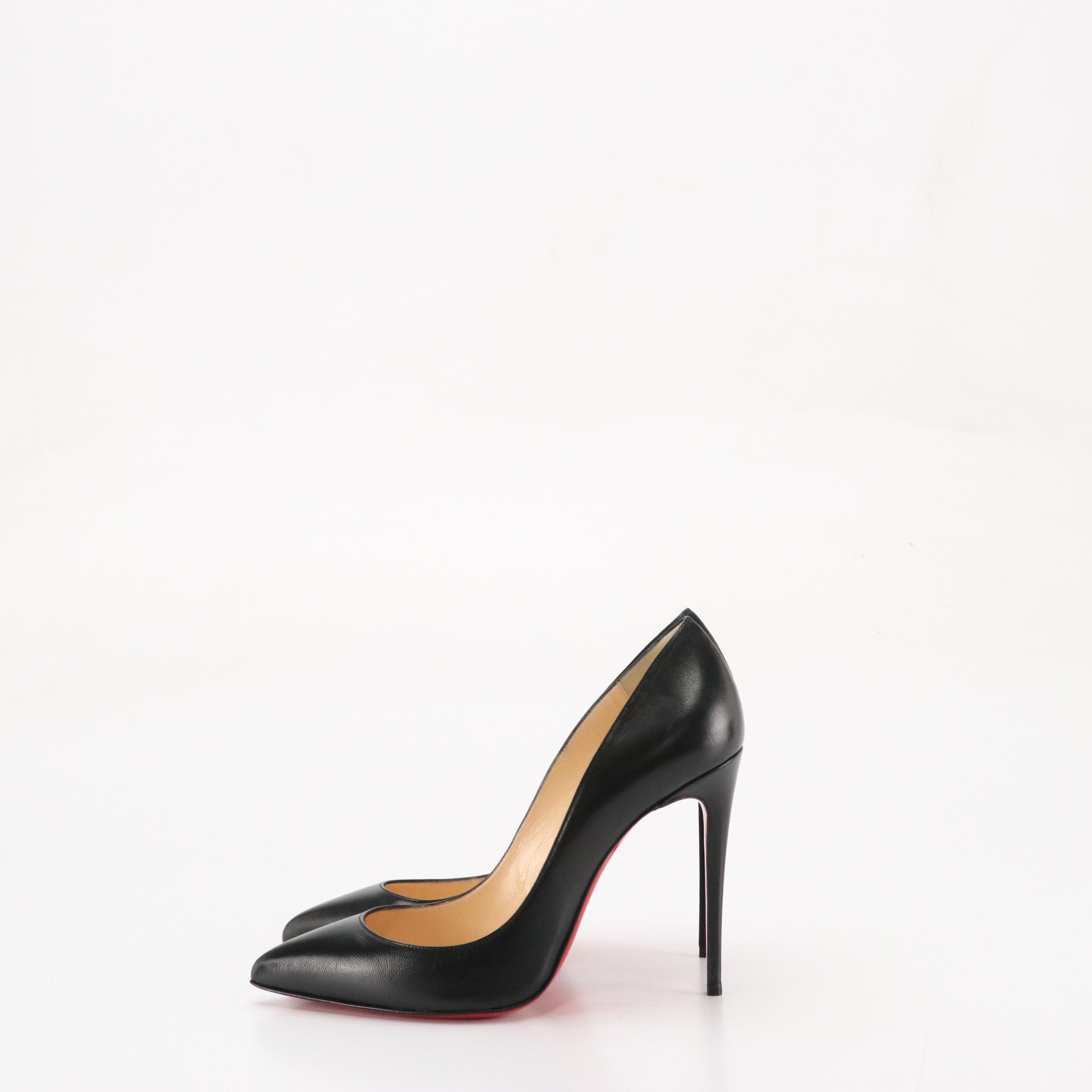 Christian Louboutin Pointed-Toe Pumps in Black Calfskin