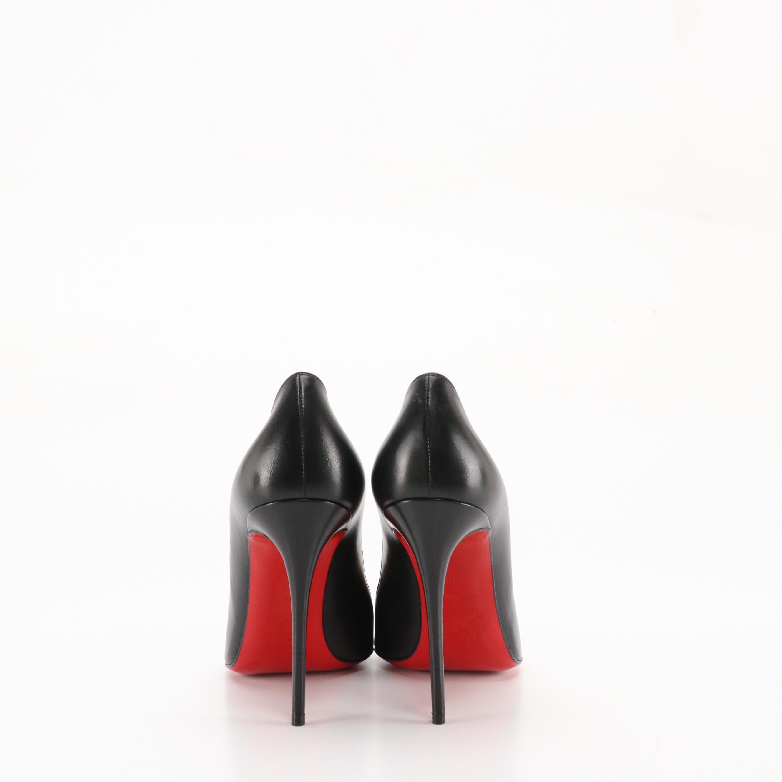 Christian Louboutin Pointed-Toe Pumps in Black Calfskin