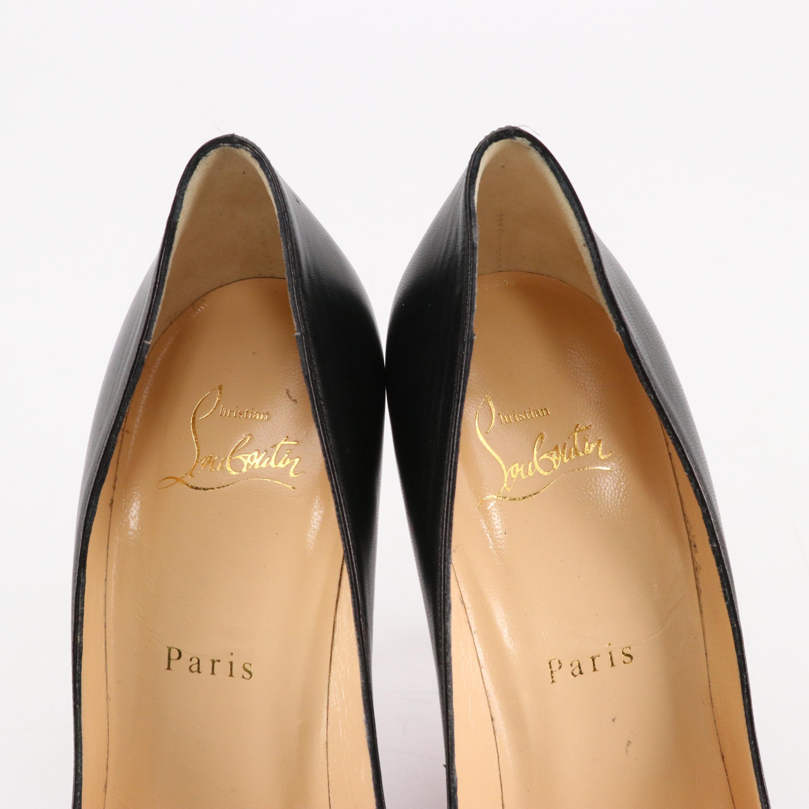 Christian Louboutin Pointed-Toe Pumps in Black Calfskin