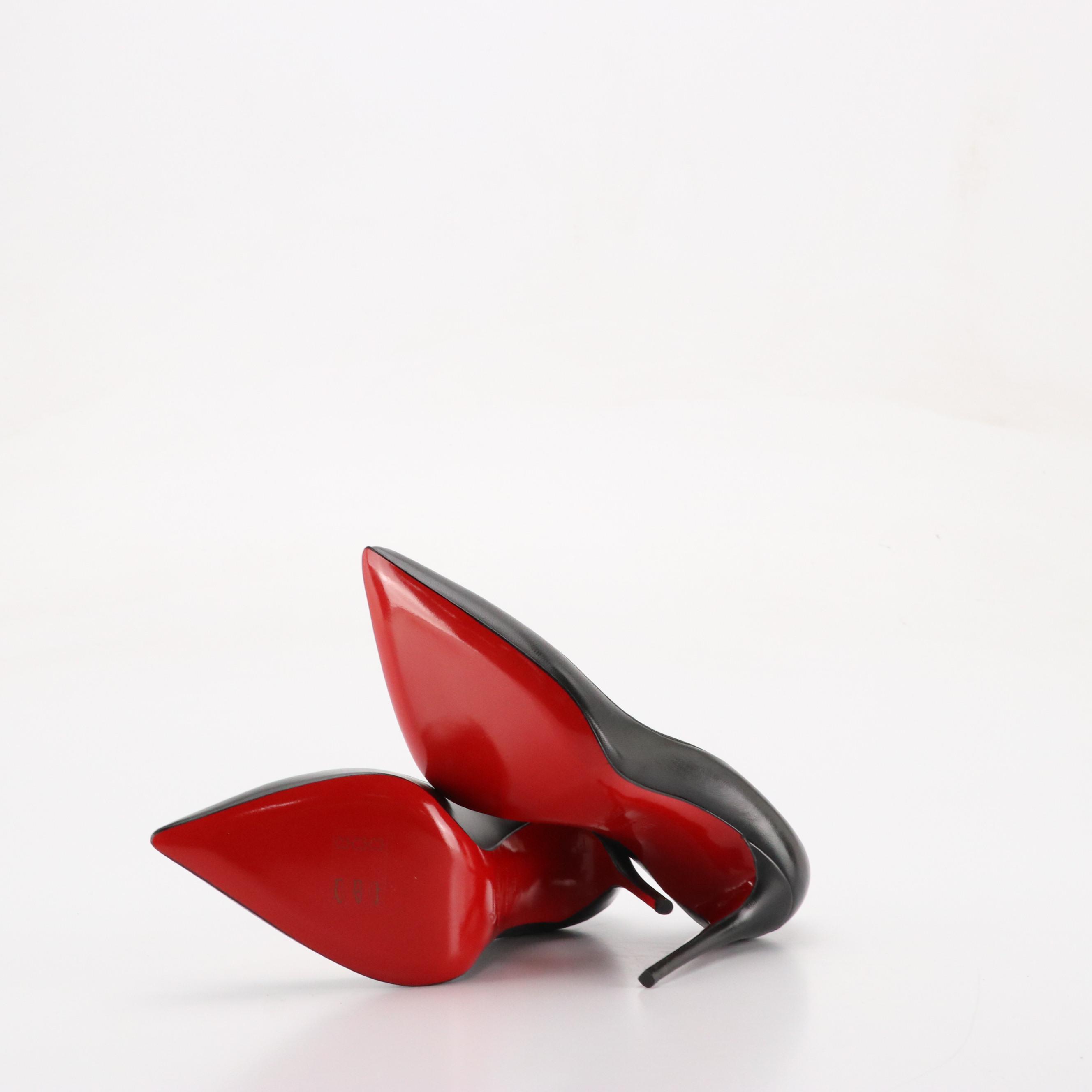 Christian Louboutin Pointed-Toe Pumps in Black Calfskin