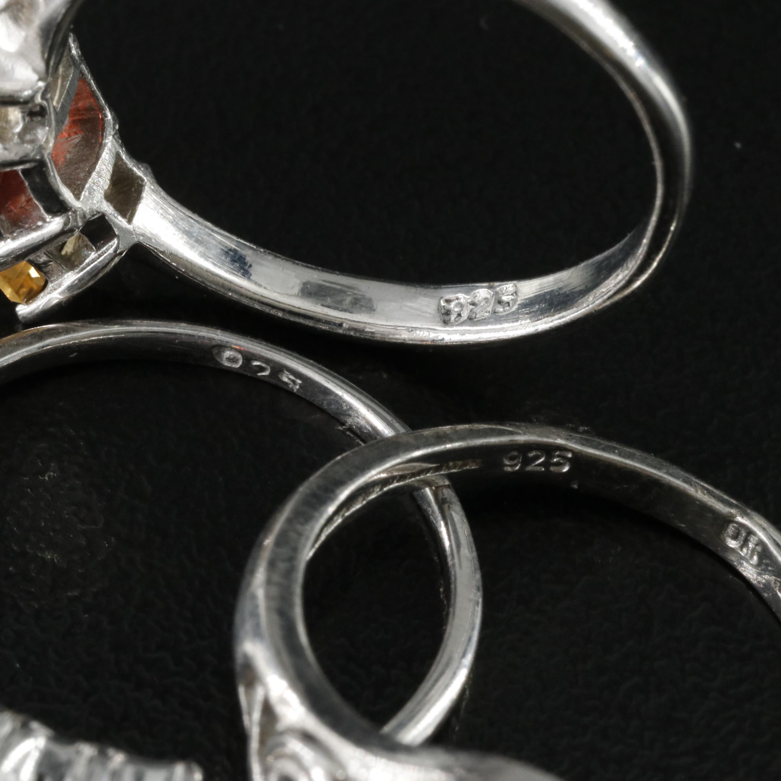 Sterling Citrine and Garnet Ring Collection