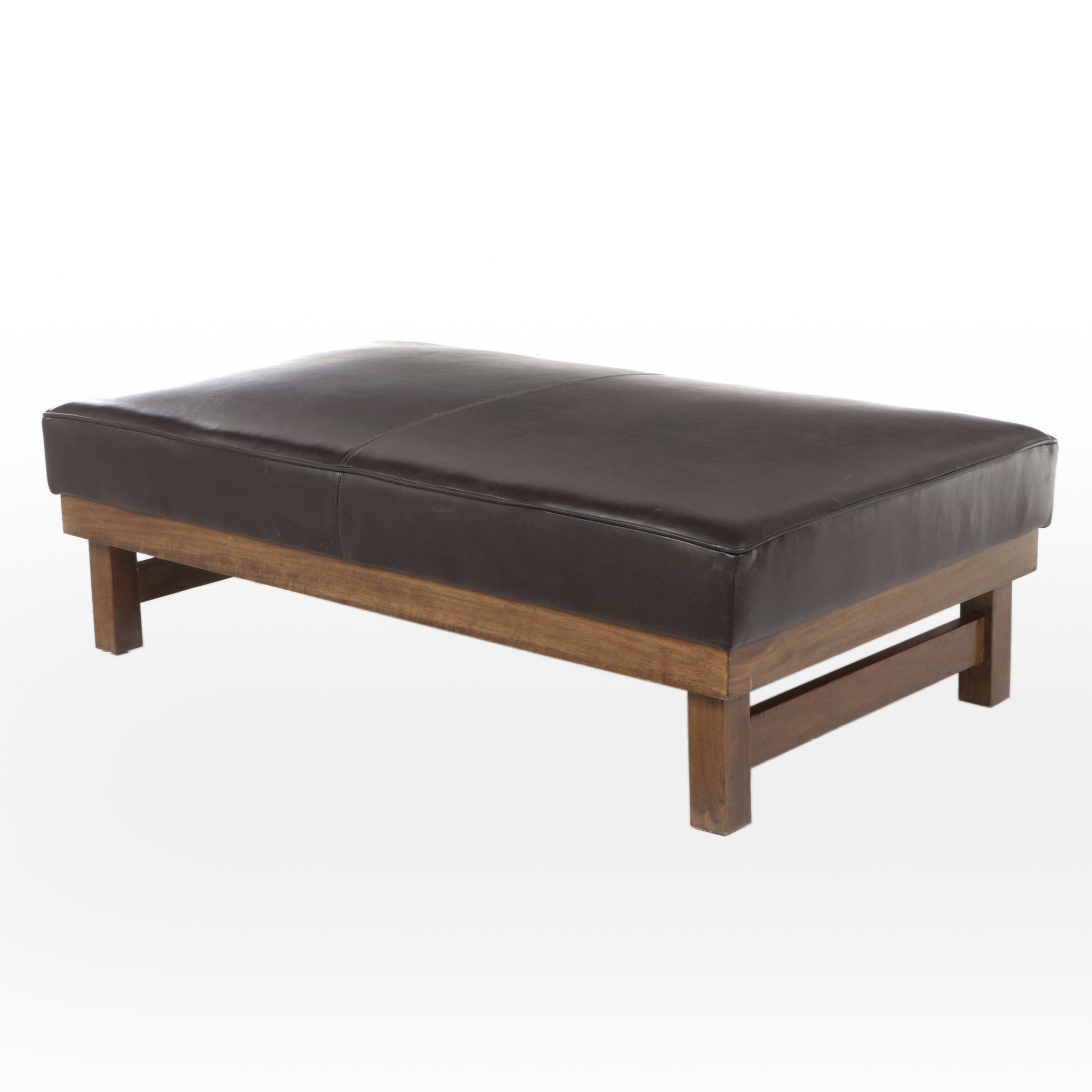 Contemporary Faux Leather Bench