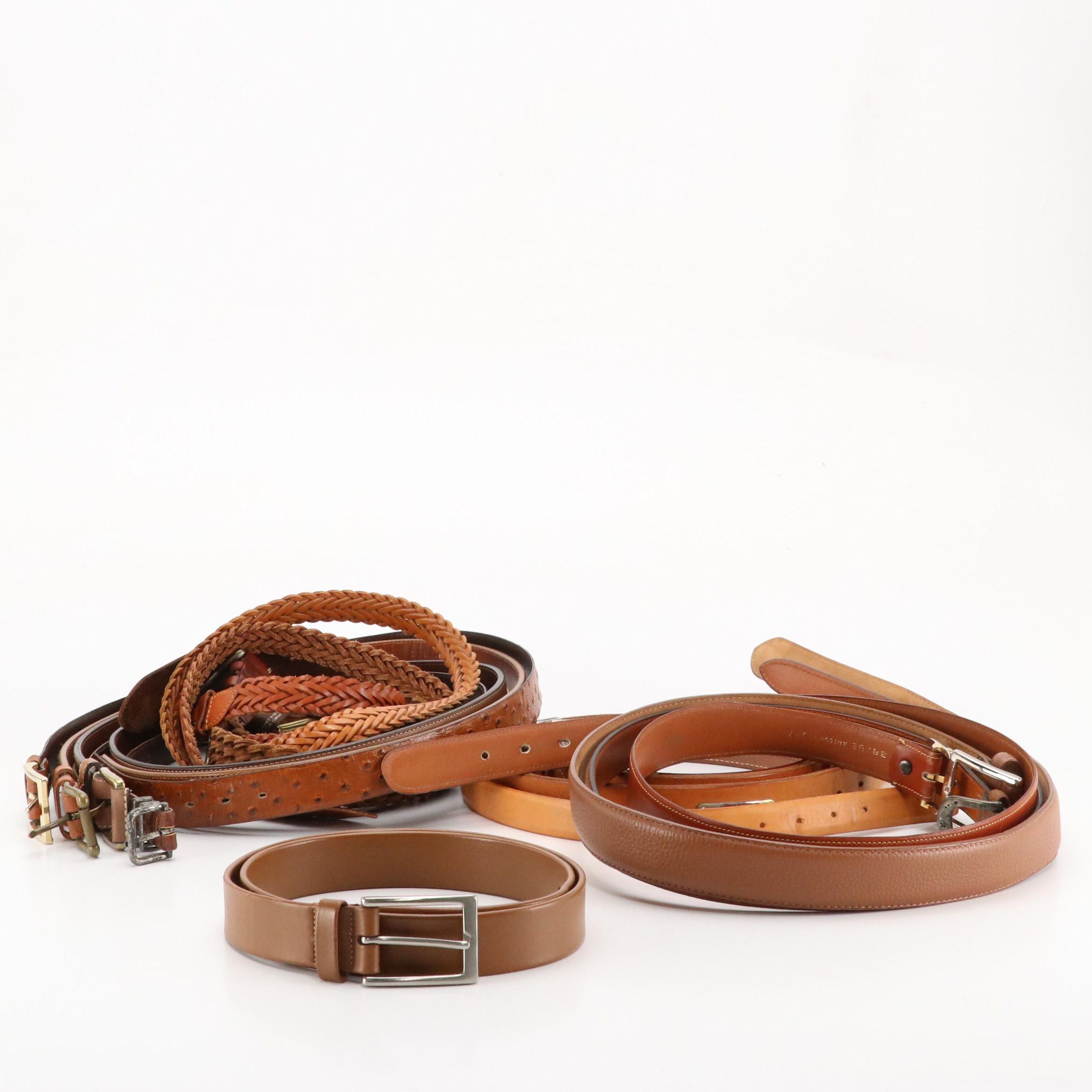 Assorted Brown Leather Belts from Cole Haan, Oleg Cassini and More