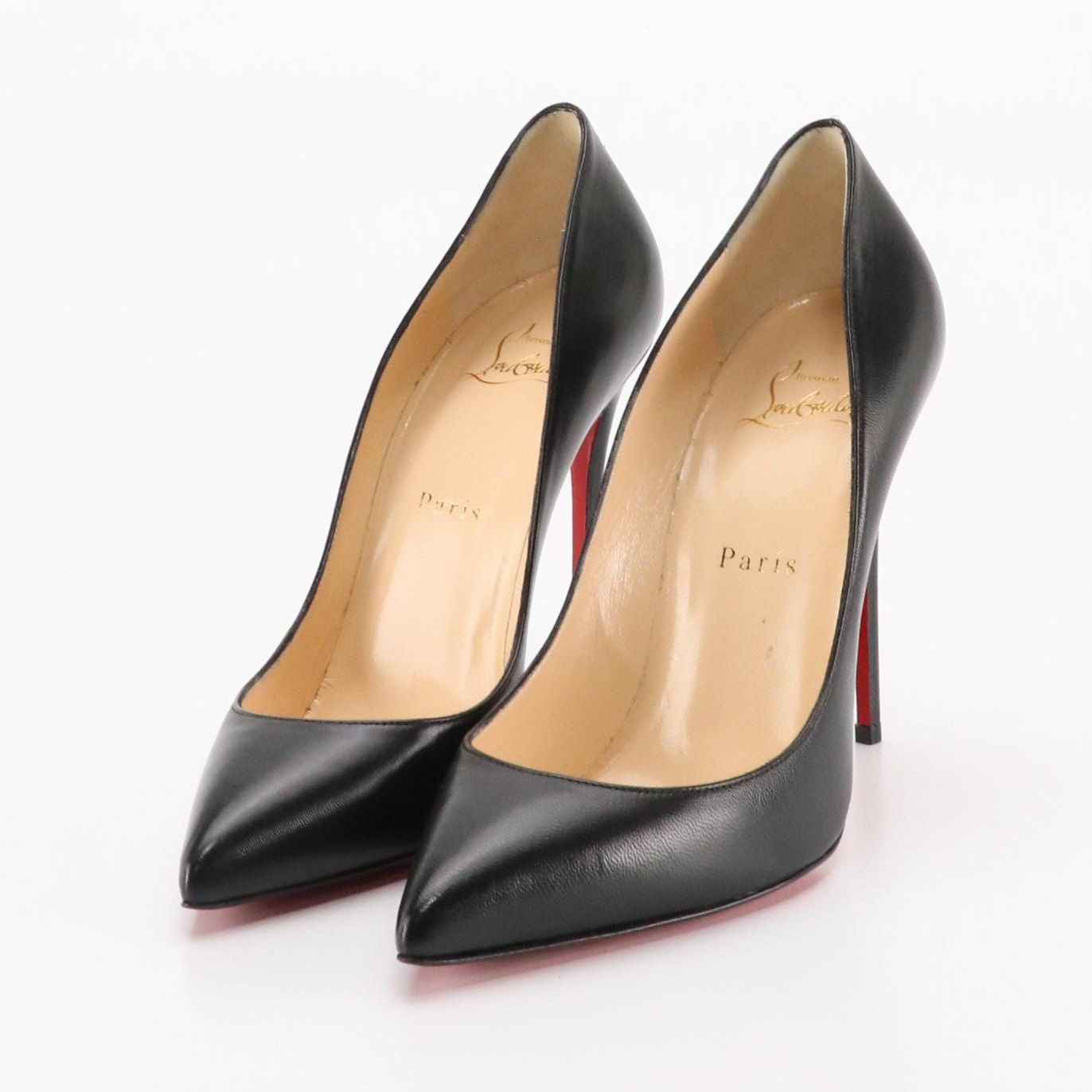 Christian Louboutin Pointed-Toe Pumps in Black Calfskin