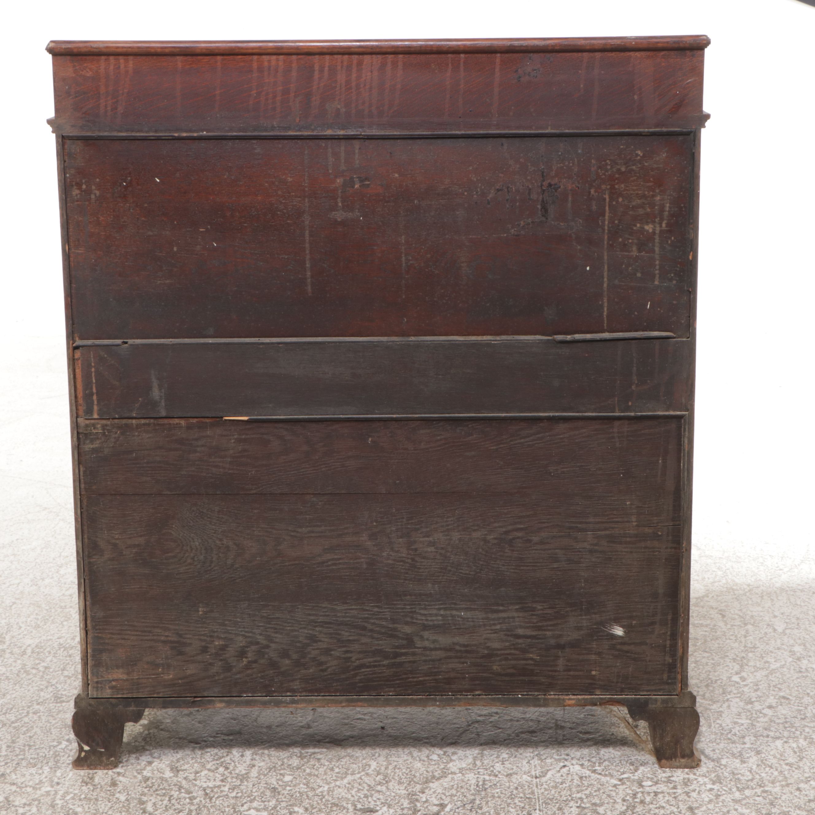 Victorian Quarter Sawn Oak Slant-Front Secretary Desk