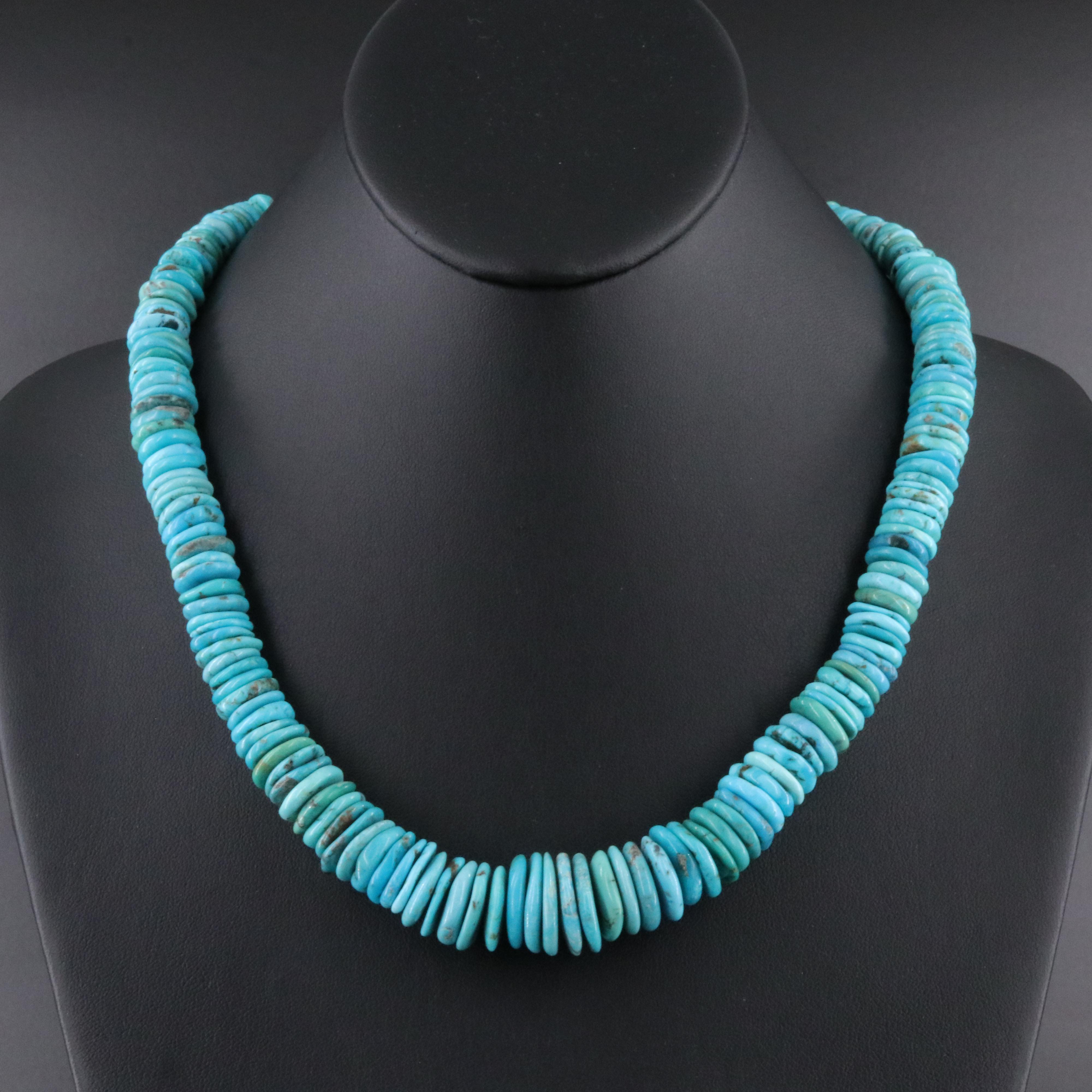 Graduated Turquoise Necklace with Sterling Clasp