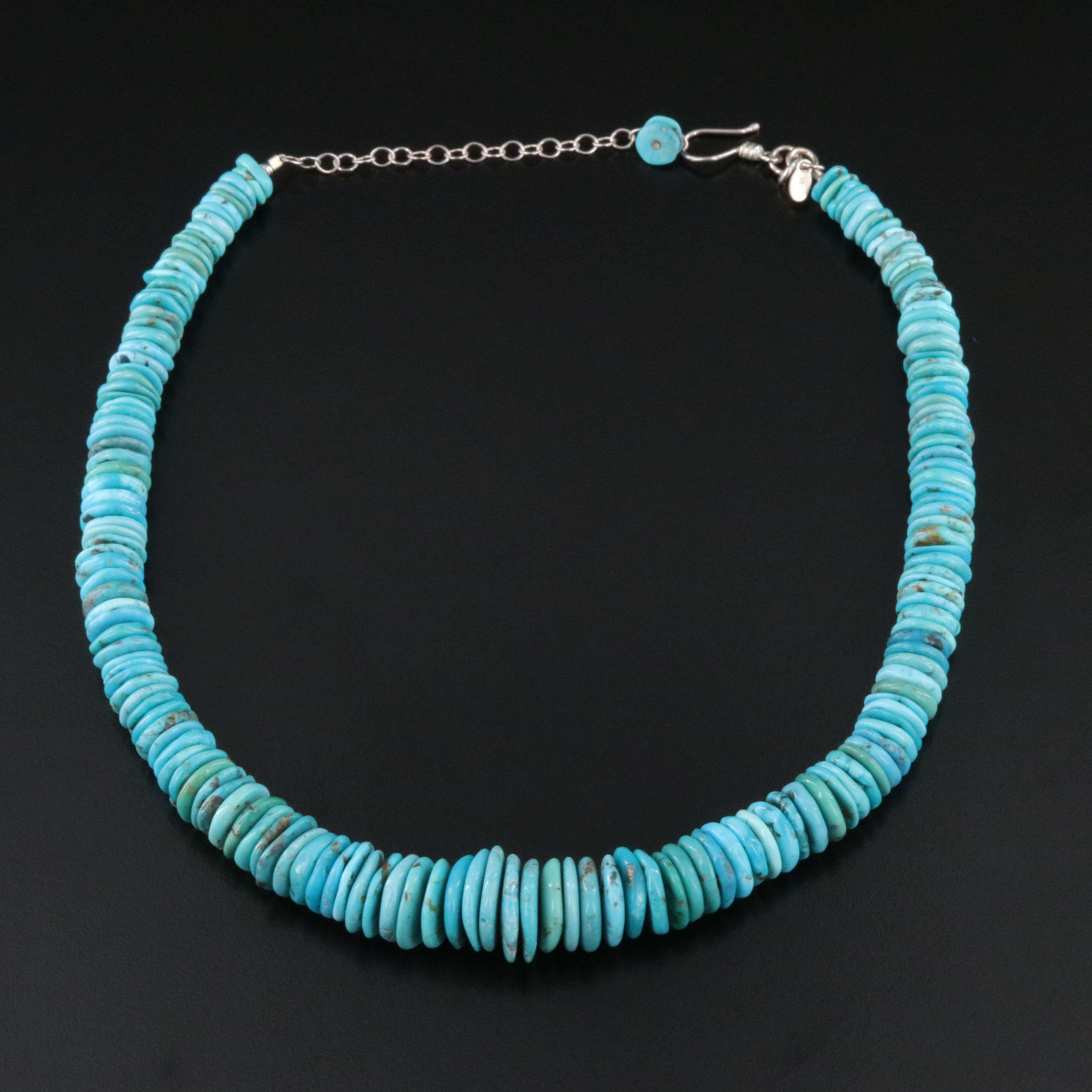Graduated Turquoise Necklace with Sterling Clasp