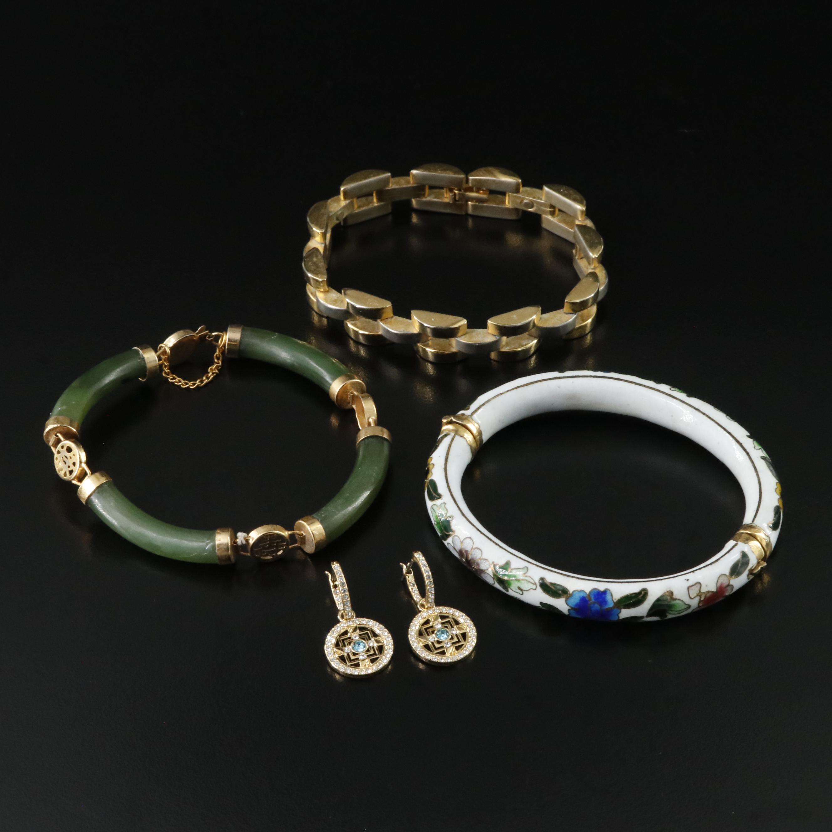 Swarovski, Nephrite and Cloisonné Featured in Bracelet and Earring Collection