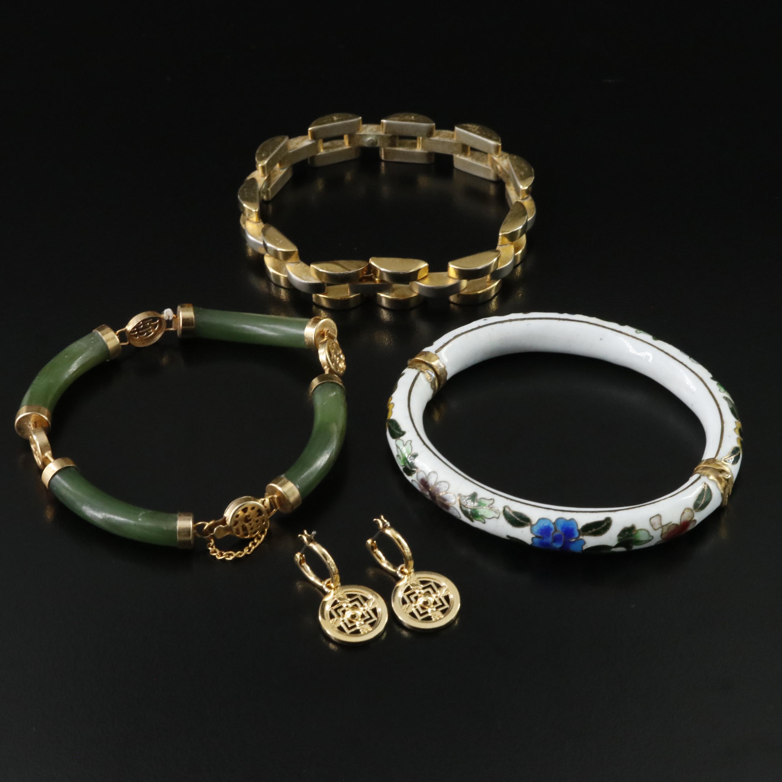 Swarovski, Nephrite and Cloisonné Featured in Bracelet and Earring Collection