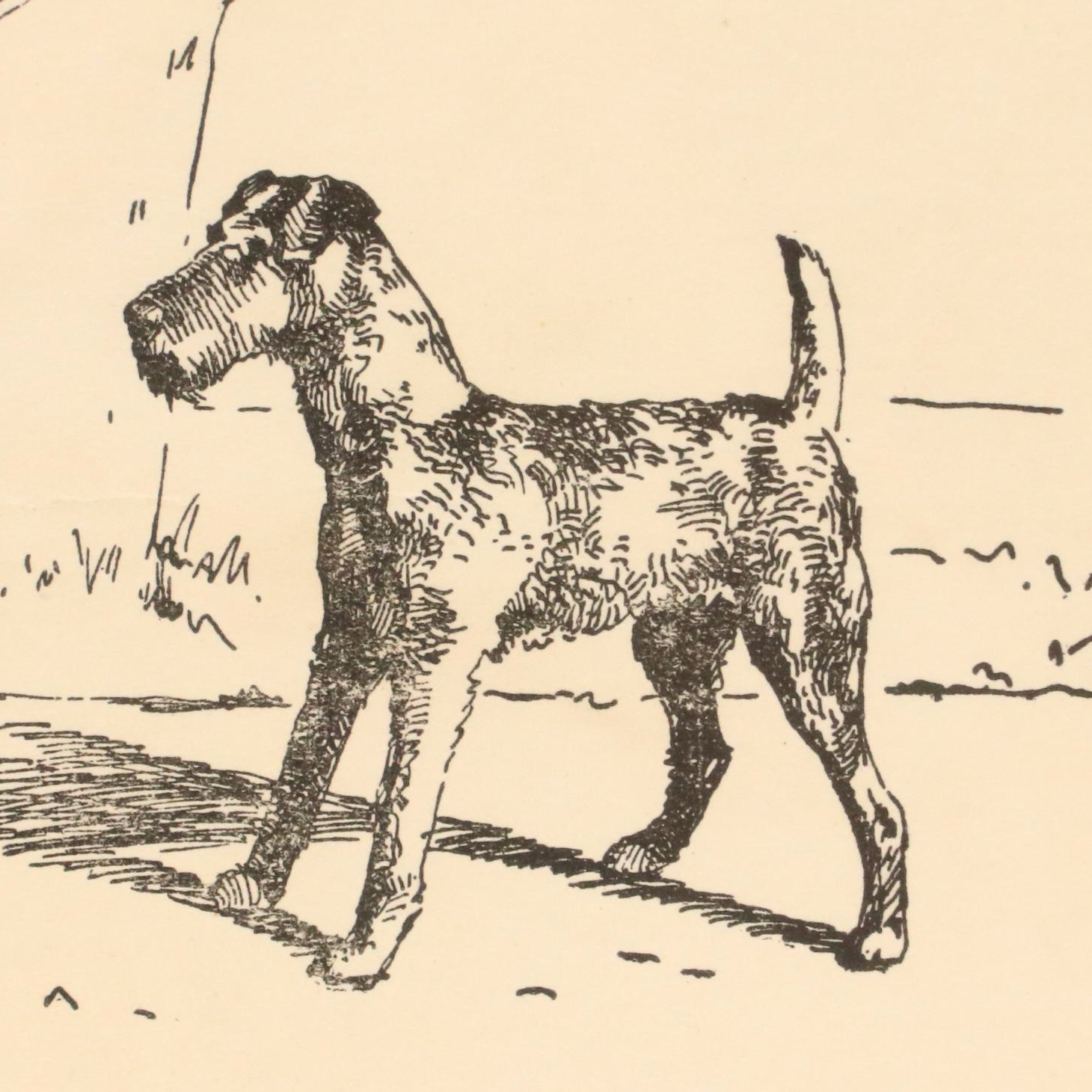 Stylized Engraving of Two Fox Terriers, Early 20th Century