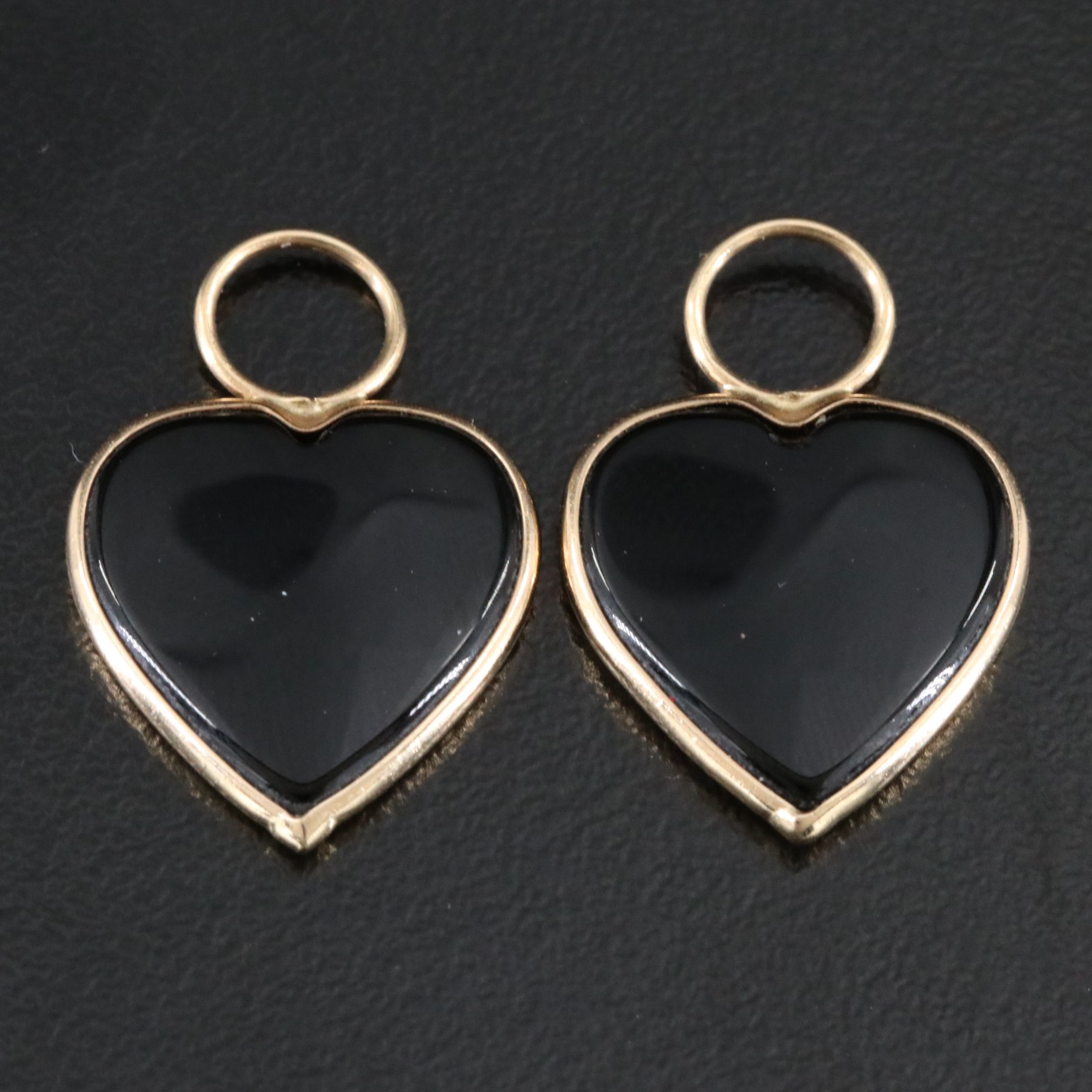 14K Black Onyx Heart Earring Enhancers
