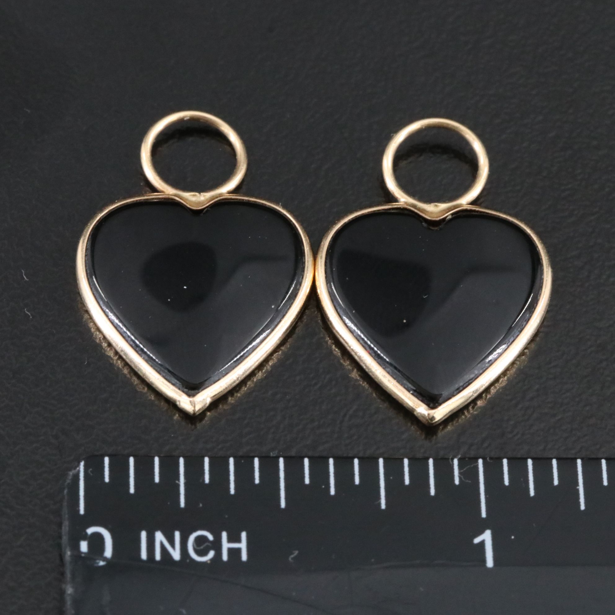 14K Black Onyx Heart Earring Enhancers