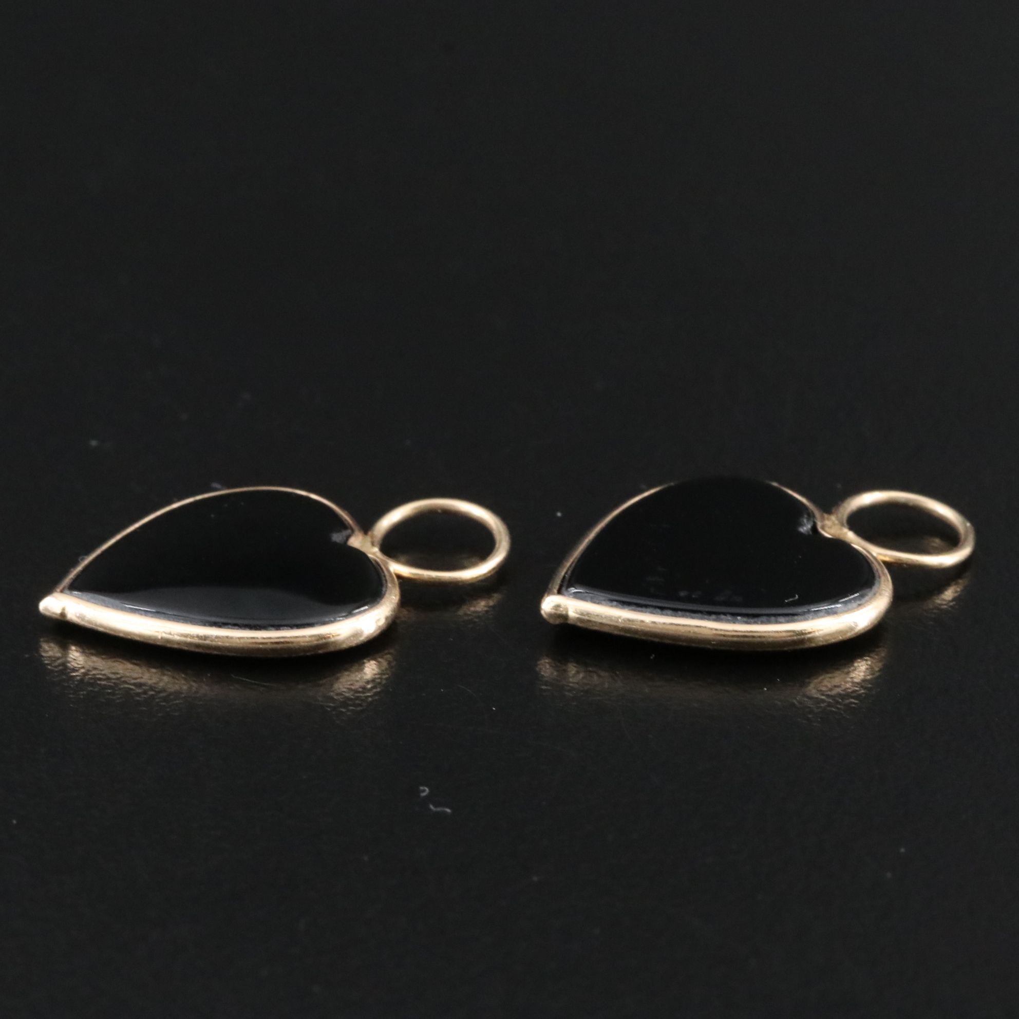 14K Black Onyx Heart Earring Enhancers