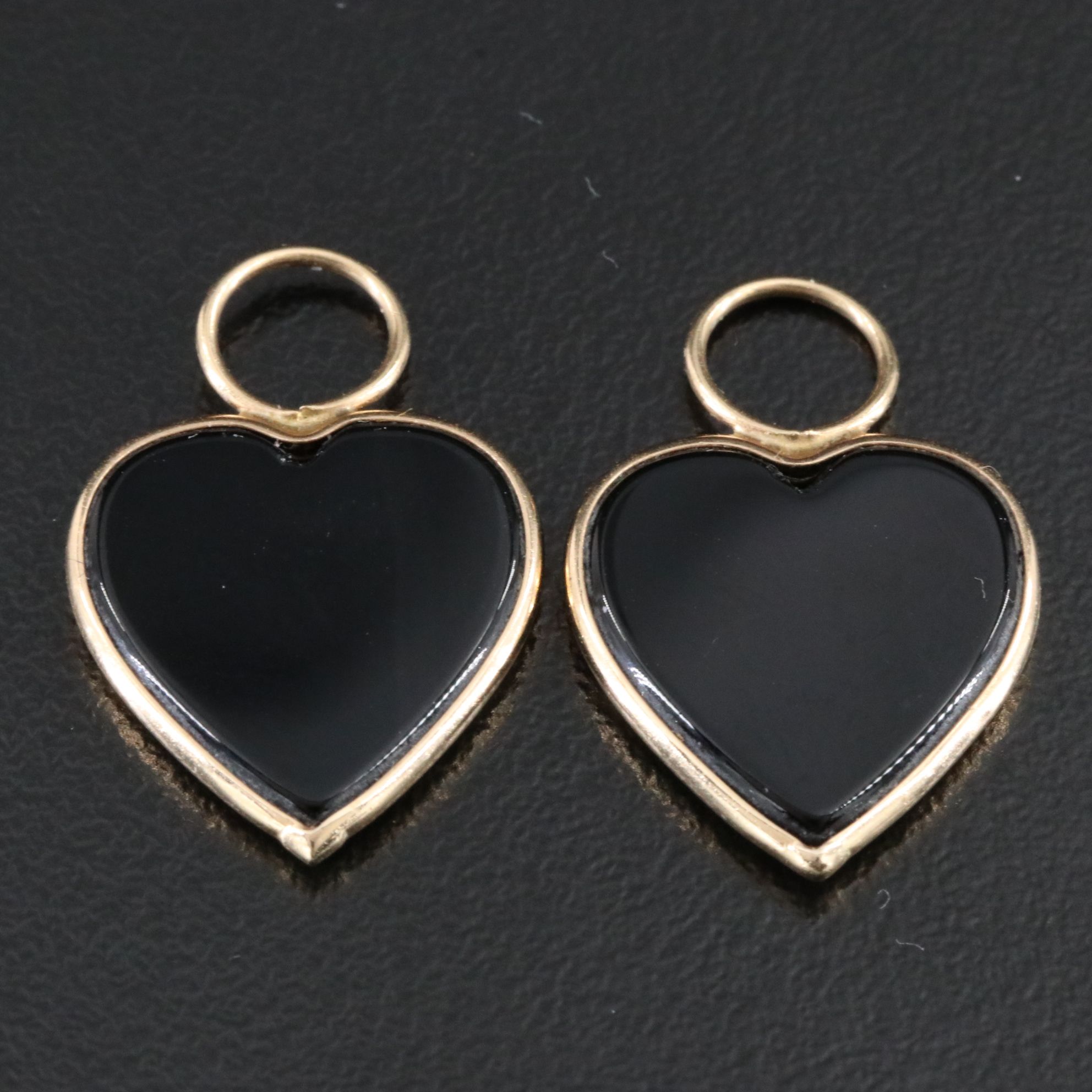 14K Black Onyx Heart Earring Enhancers