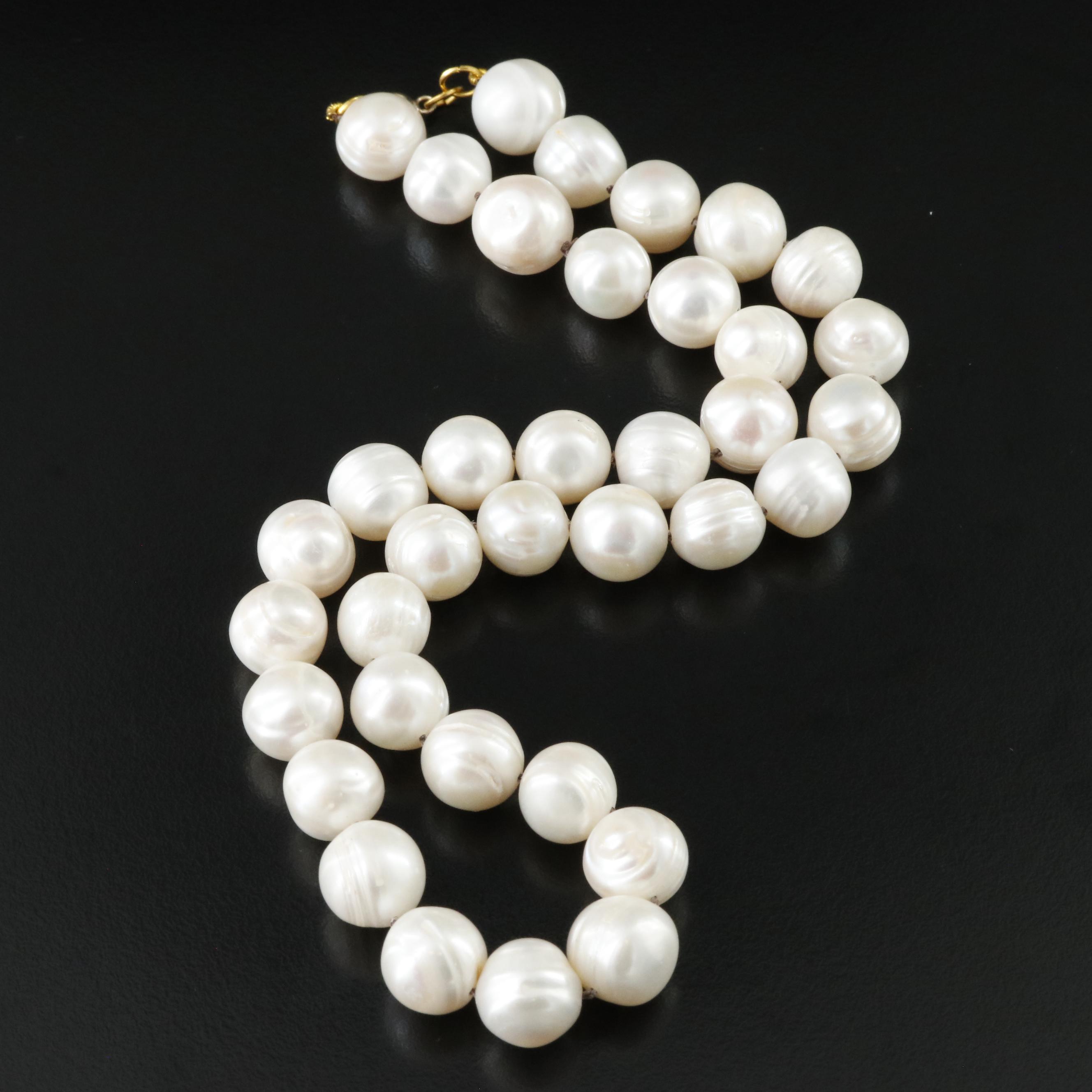 10.00 - 11.00mm Pearl Necklace with 14K Clasp
