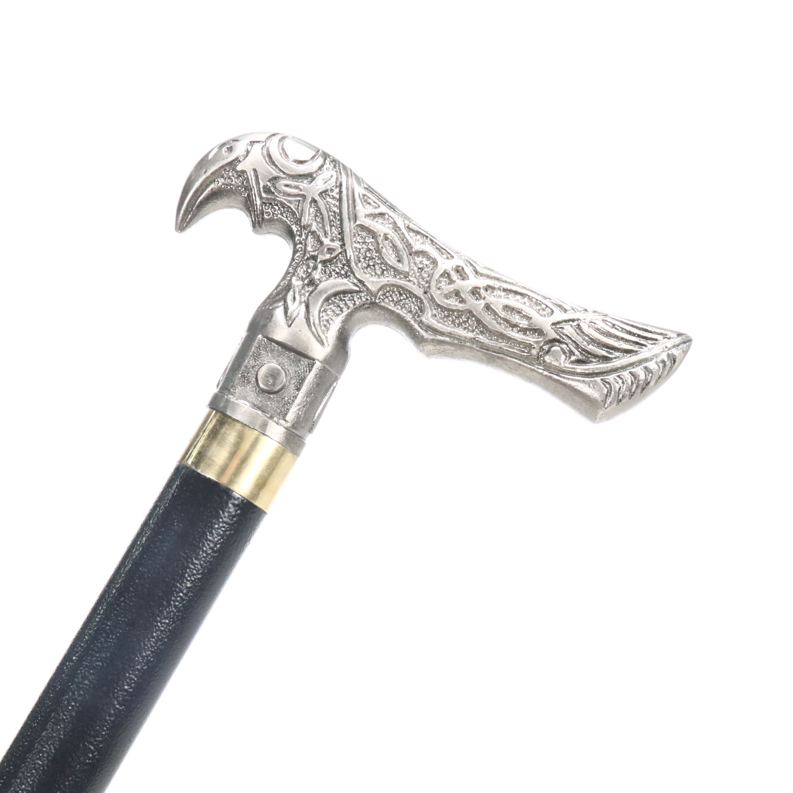 Embossed Metal Derby-Handled Sword Cane