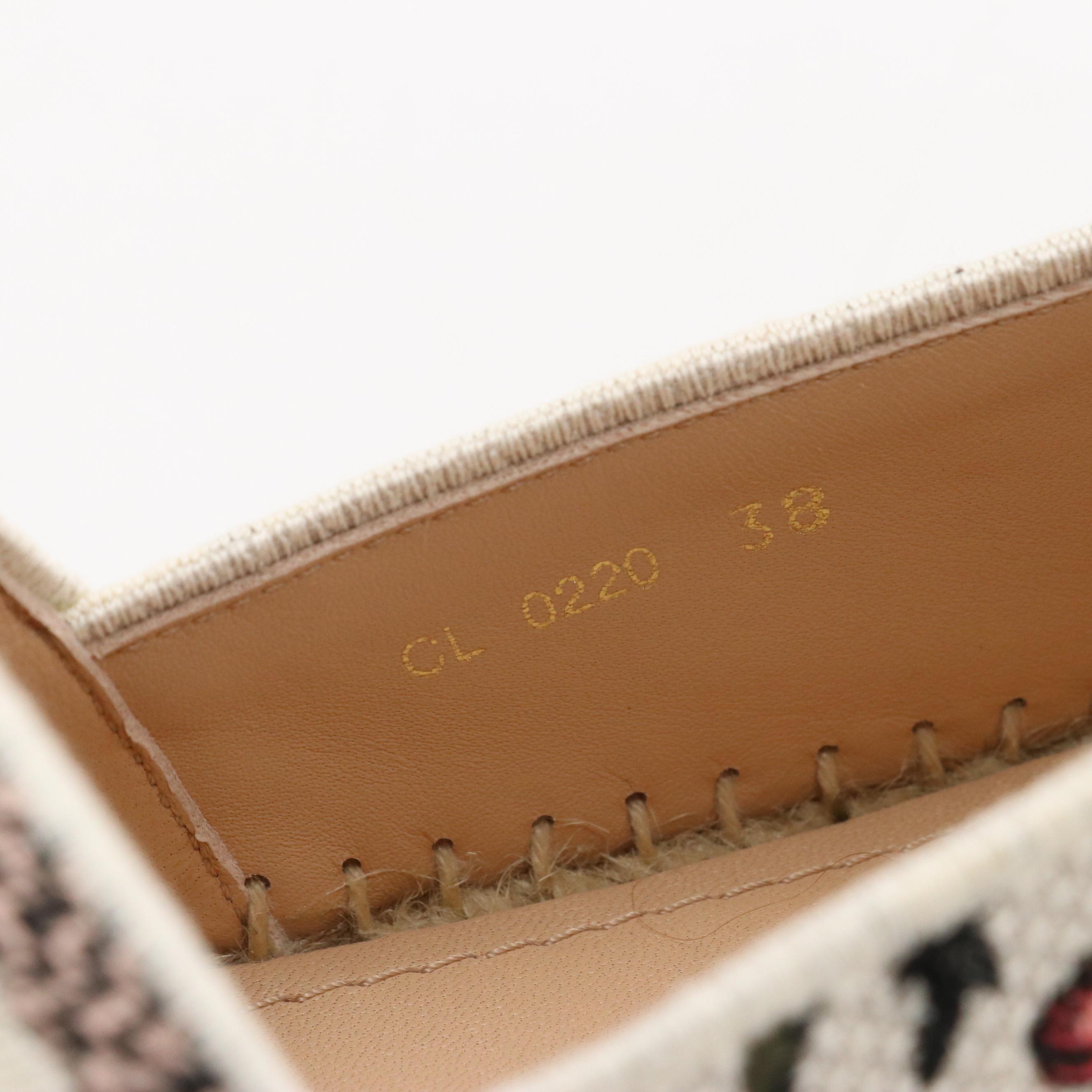 Christian Dior Granville Espadrilles in Floral Embroidered Canvas, With Box