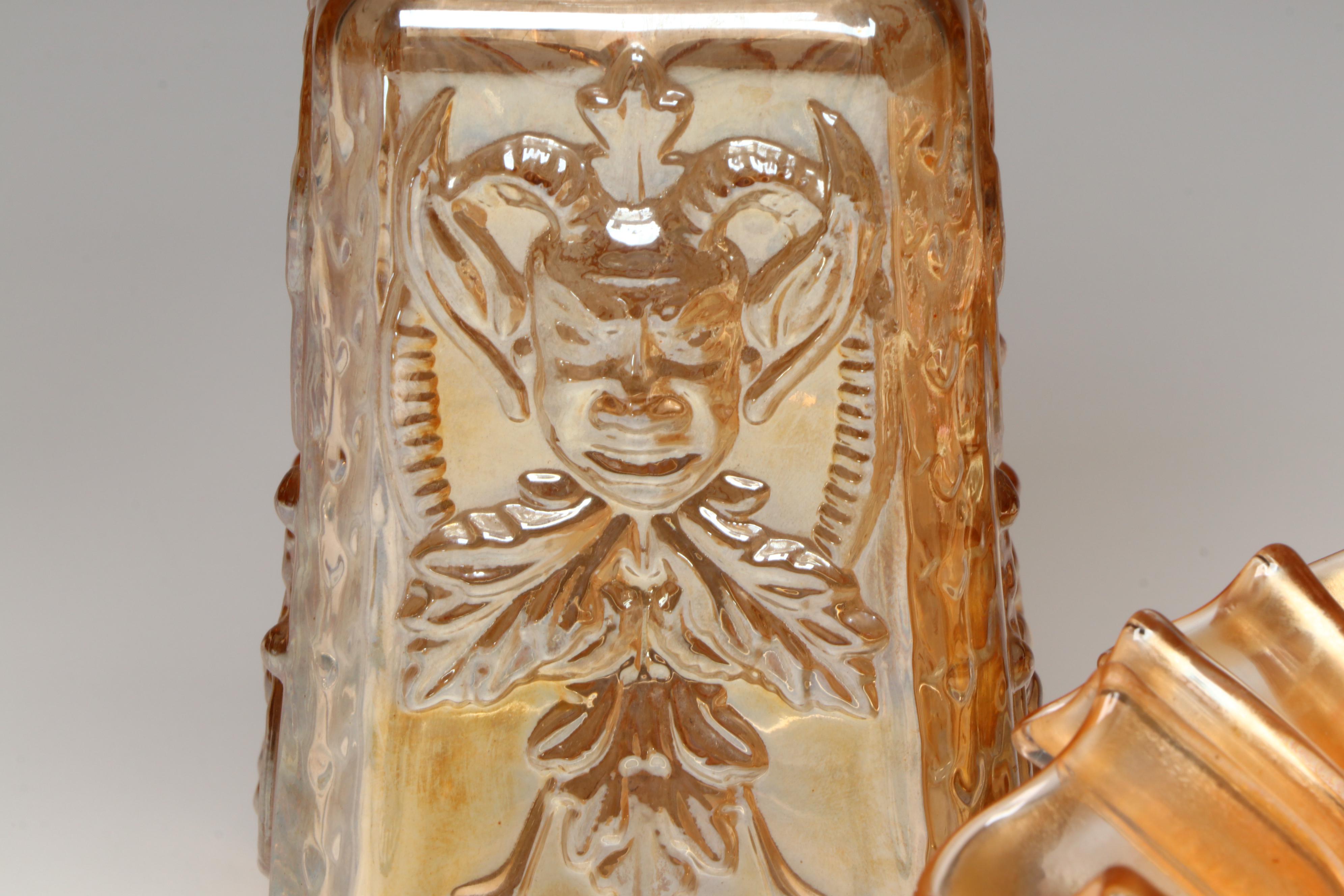 Imperial Glass Devil Vase with More Orange Carnival Glass Table Accessories