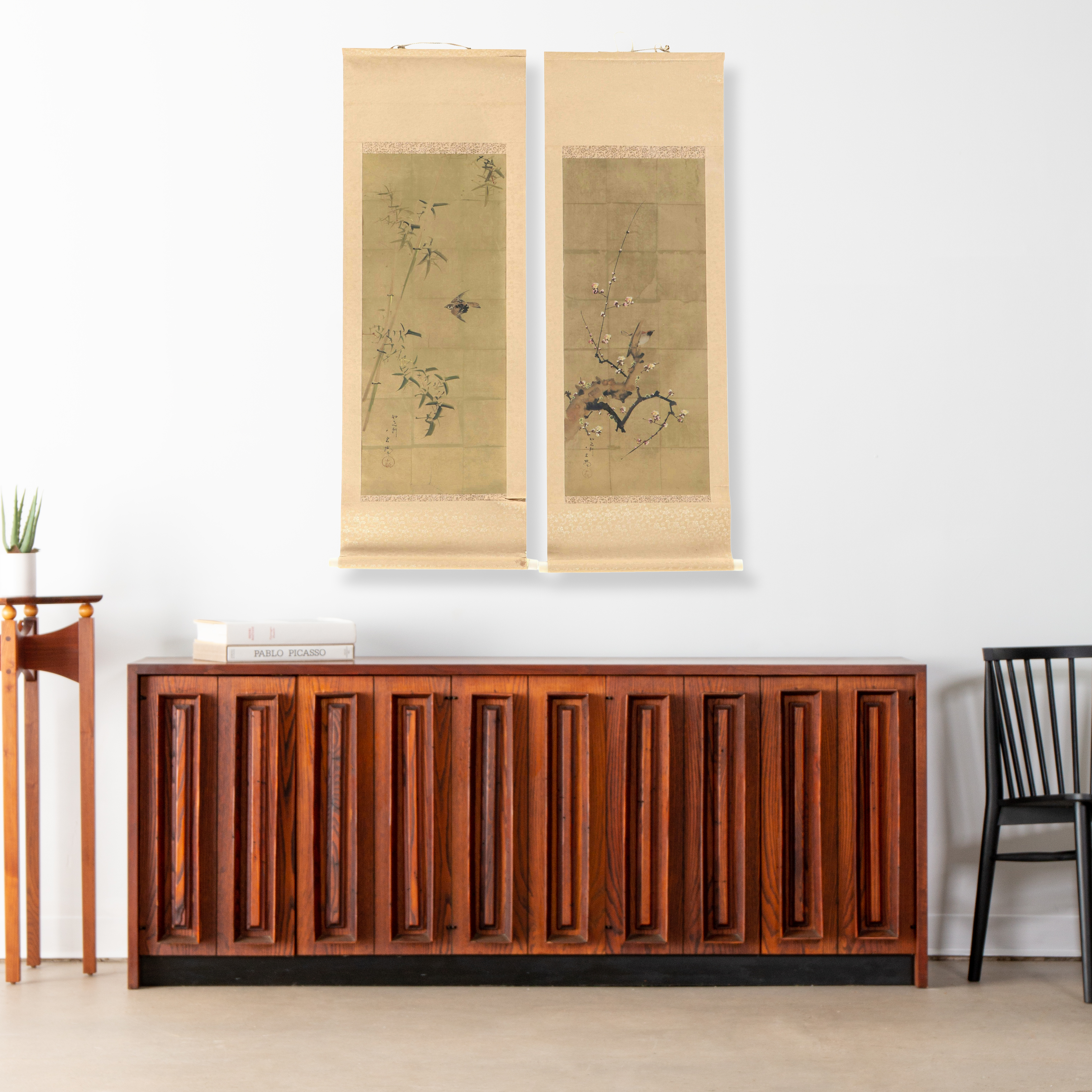 Antique Japanese Kachō-ga Kakejiku Scroll Paintings